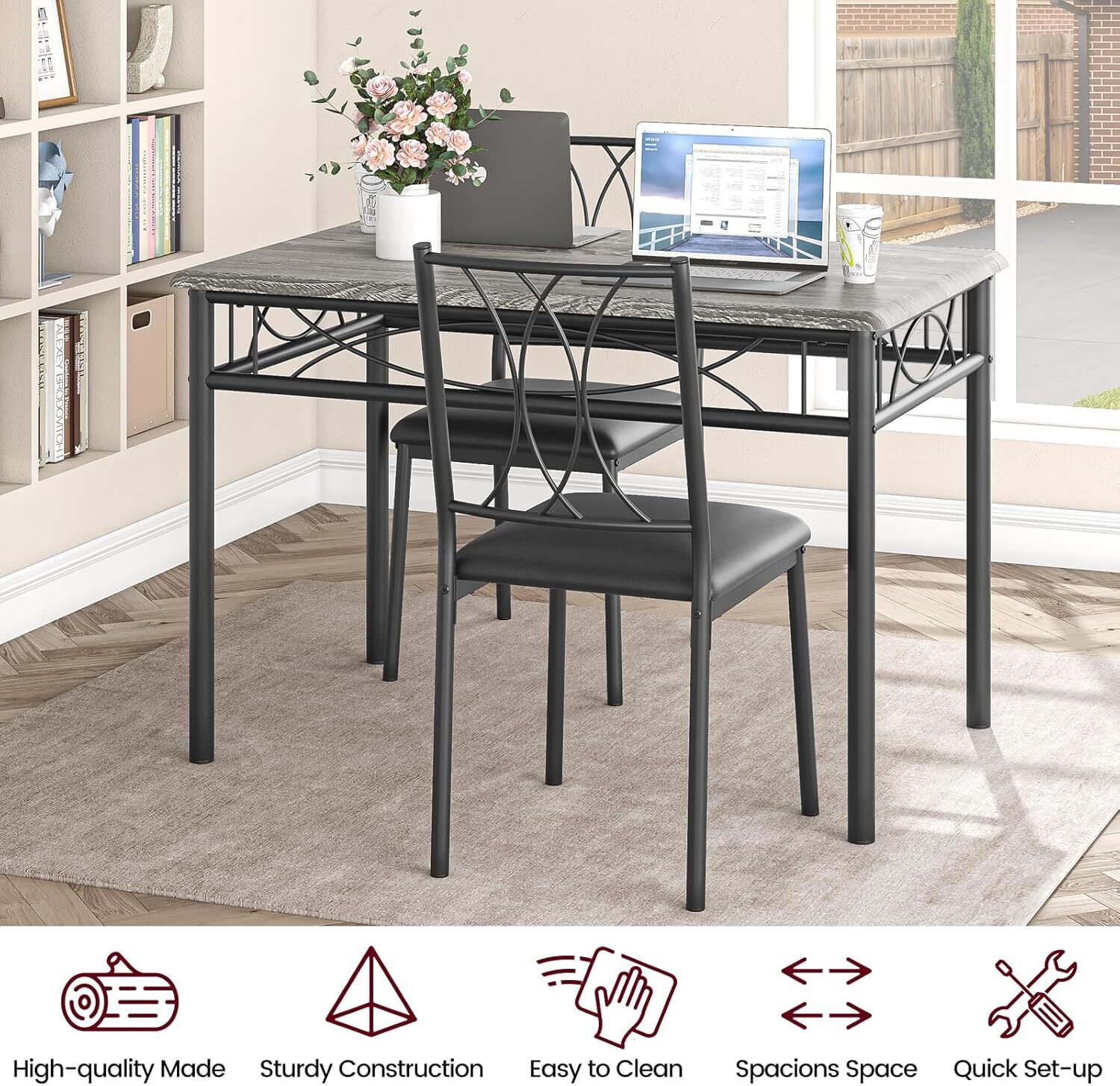 Dining Table Set for 4, Ktichen Table with 4 Chairs for Kitchen & Dining Room
