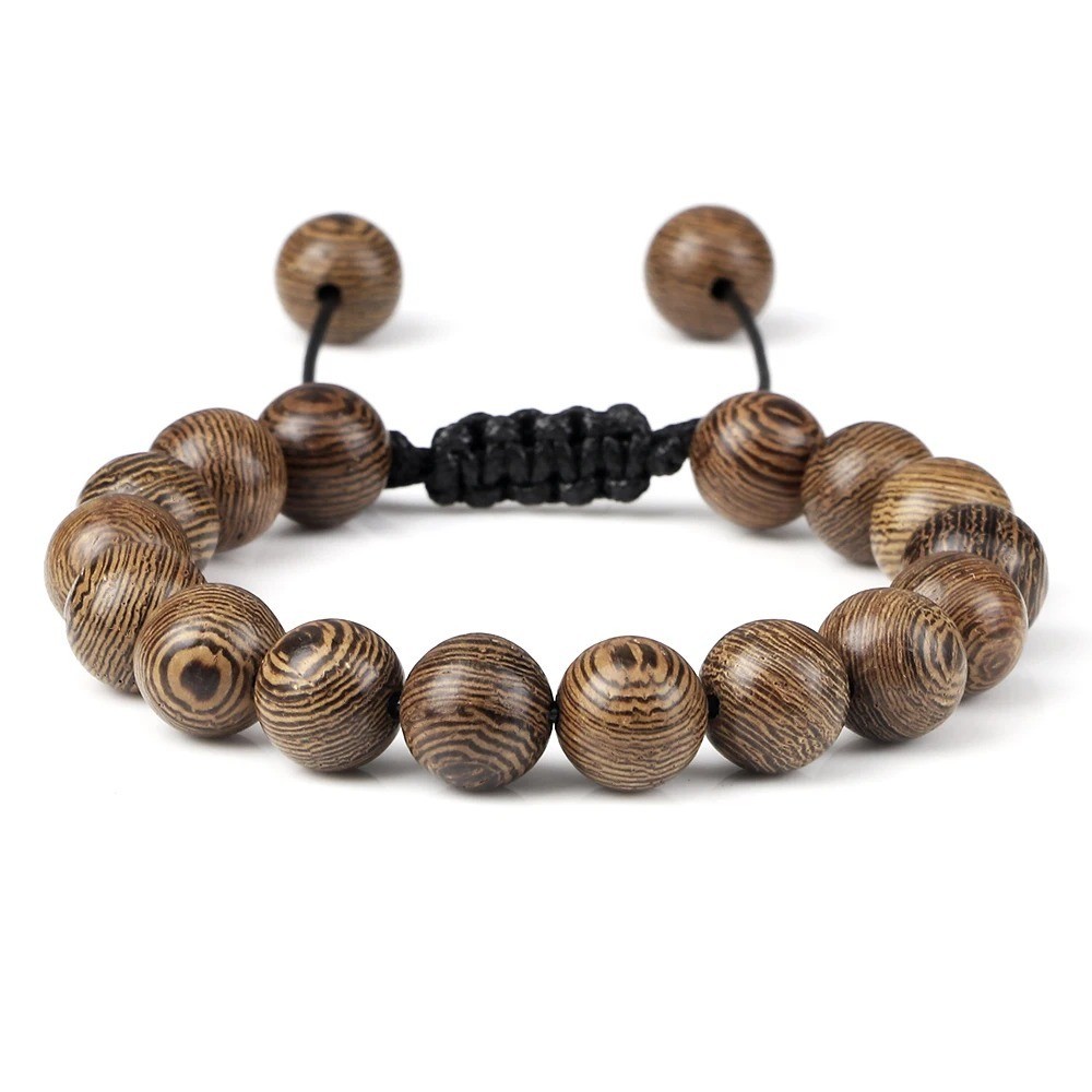 Vintage Men's Tibetan Buddha Wood Bead Bracelet 10mm  A Tribal Jewellery for Men