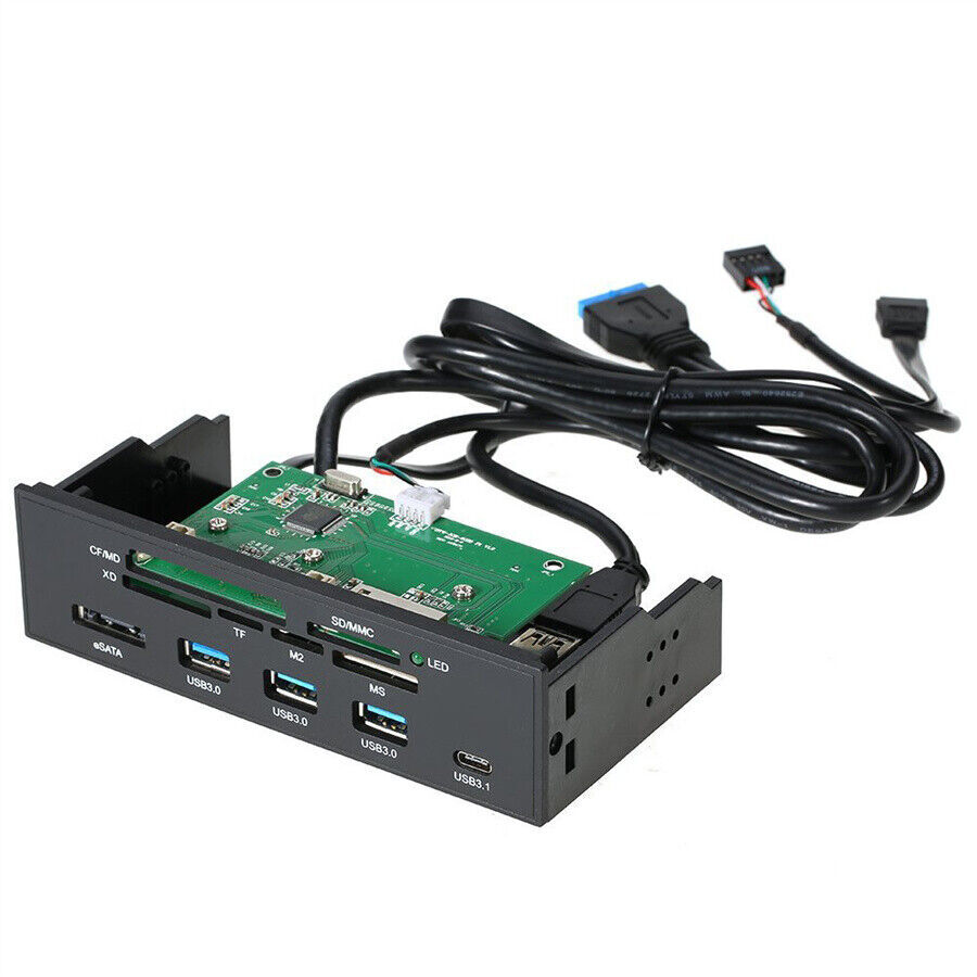 5.25" Computer Interface Panel USB Card Reader USB 3.0 Type-C eSATA SD TF CF XD