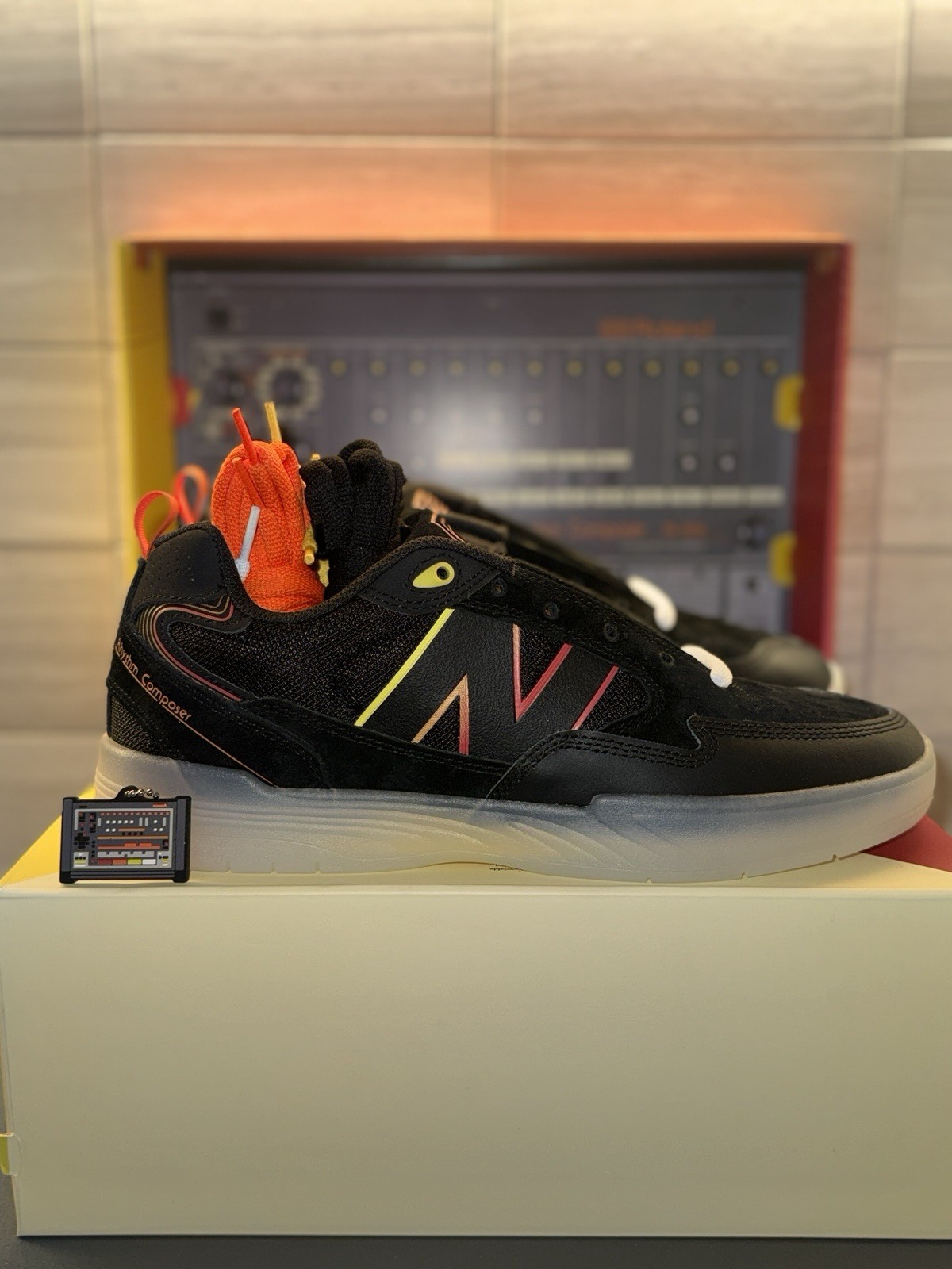New Balance Tiago Lemos 808 Lite Skate Shoes Men's Black Orange US 11.5