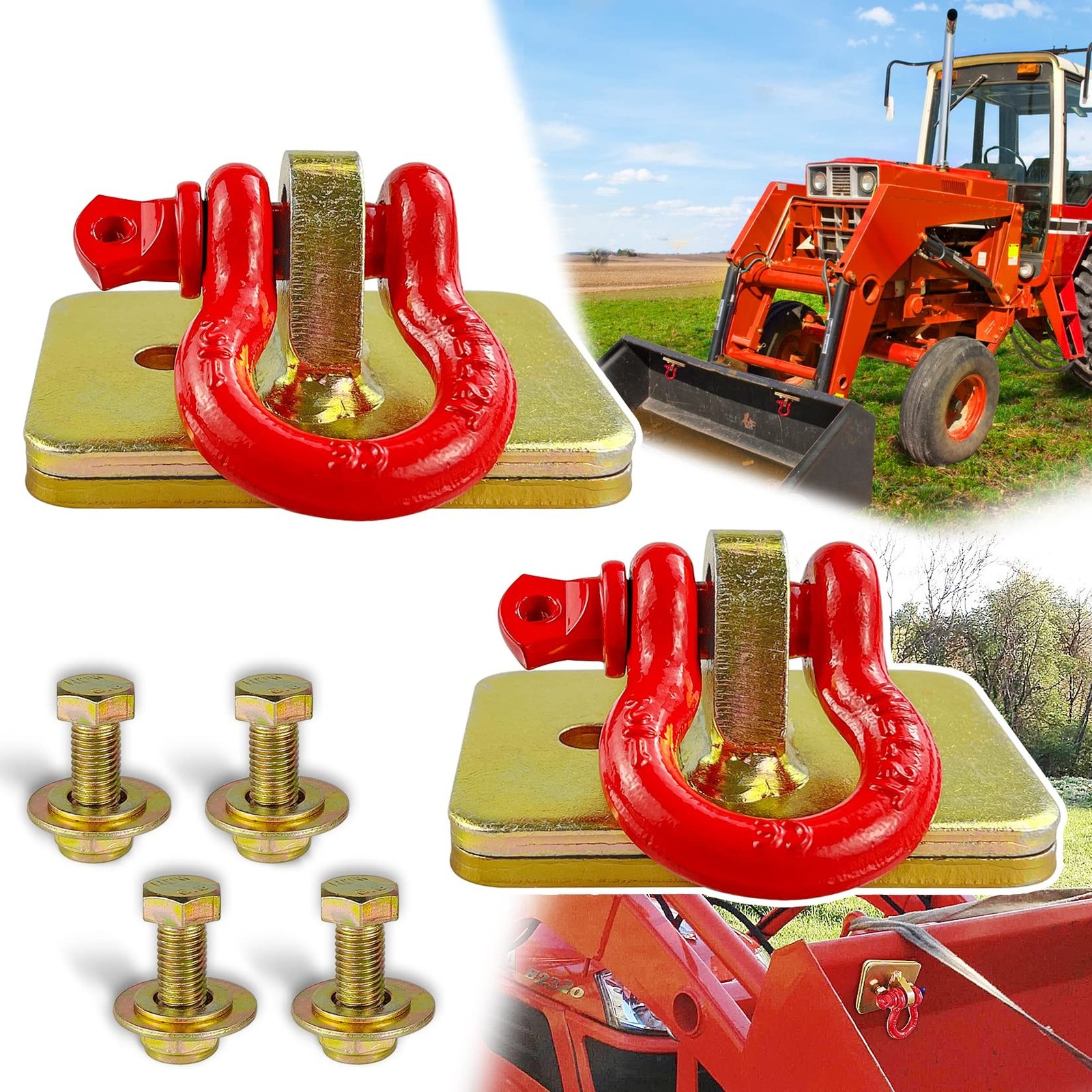 VIAGL 2pcs Bolt on Tractor Bucket Grab Clevis Mount Hooks with 1/2in D Ring S...