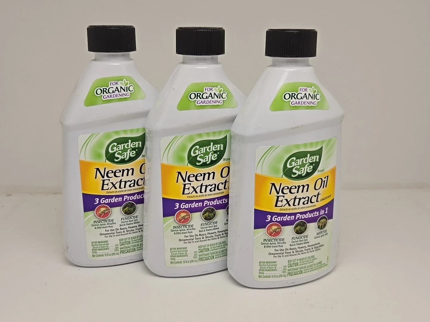 Lot of 3 - Organic Garden Safe Neem Oil Extract Concentrate 10 Oz Insecticide