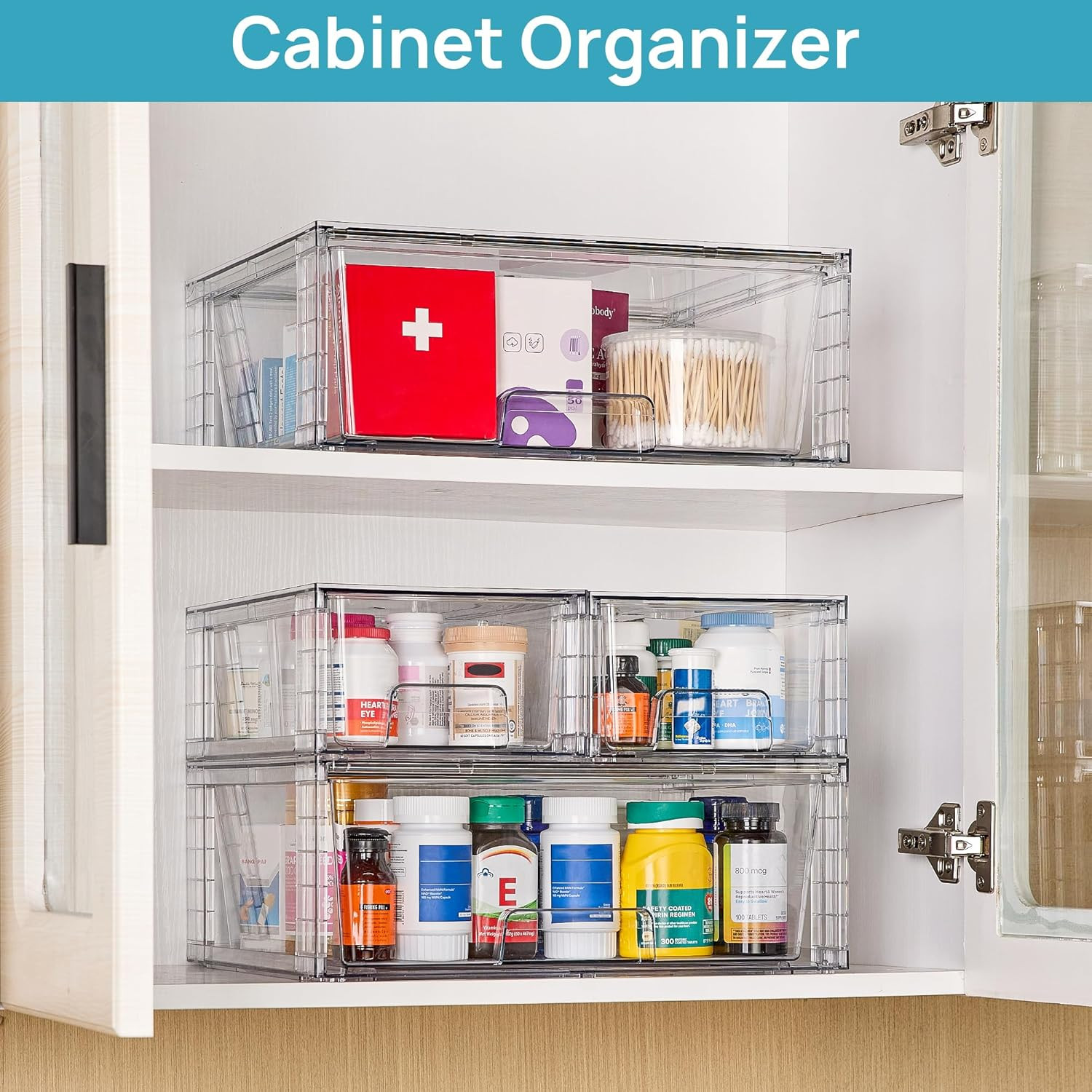 3 Pack Stackable Storage Drawers, Easily Assemble Acrylic Bathroom Undersink ...