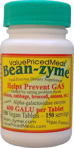 Beano-Bean-zyme 150 or 500ct Adult Gas Relief, Natural Digestive Enzyme