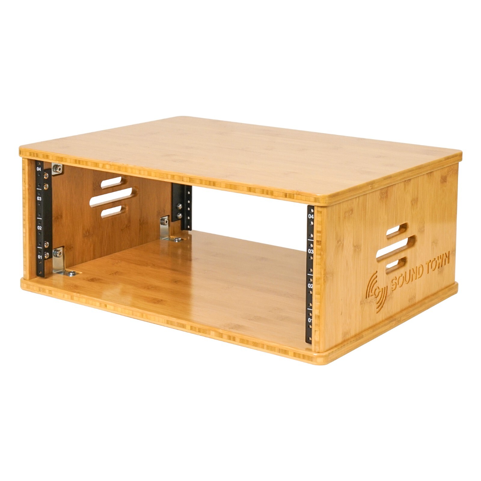 Sound Town DIY 4U Solid Bamboo Studio Rack - 14.2" Depth, Ventilation STBR-4U