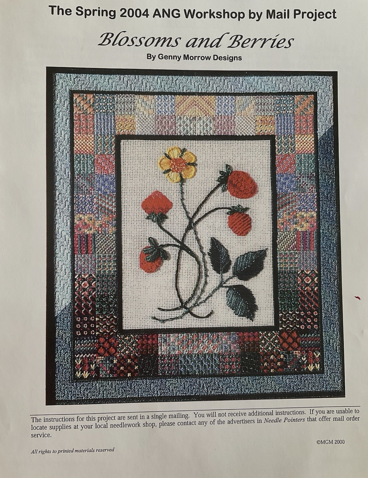 Genny Morrow Needlepoint Chart Blossoms and Berries Spring 2004 ANG Workshop