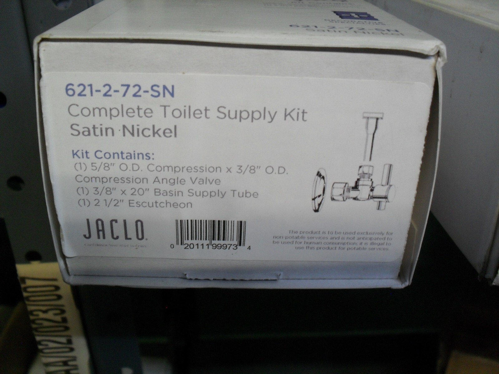 Jaclo 621-2-72-SN 5/8""OD x 3/8" Od QT Angle Valve Toilet supply 20" Satin Nicke