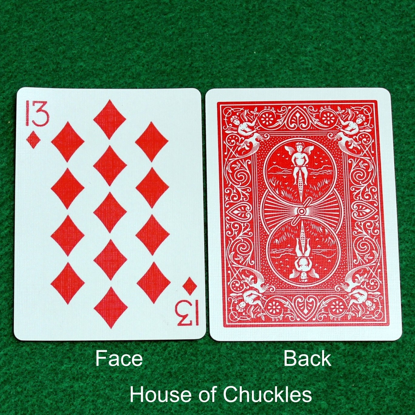 13 of Diamonds #2, Bicycle Printed Gaff Card, Red