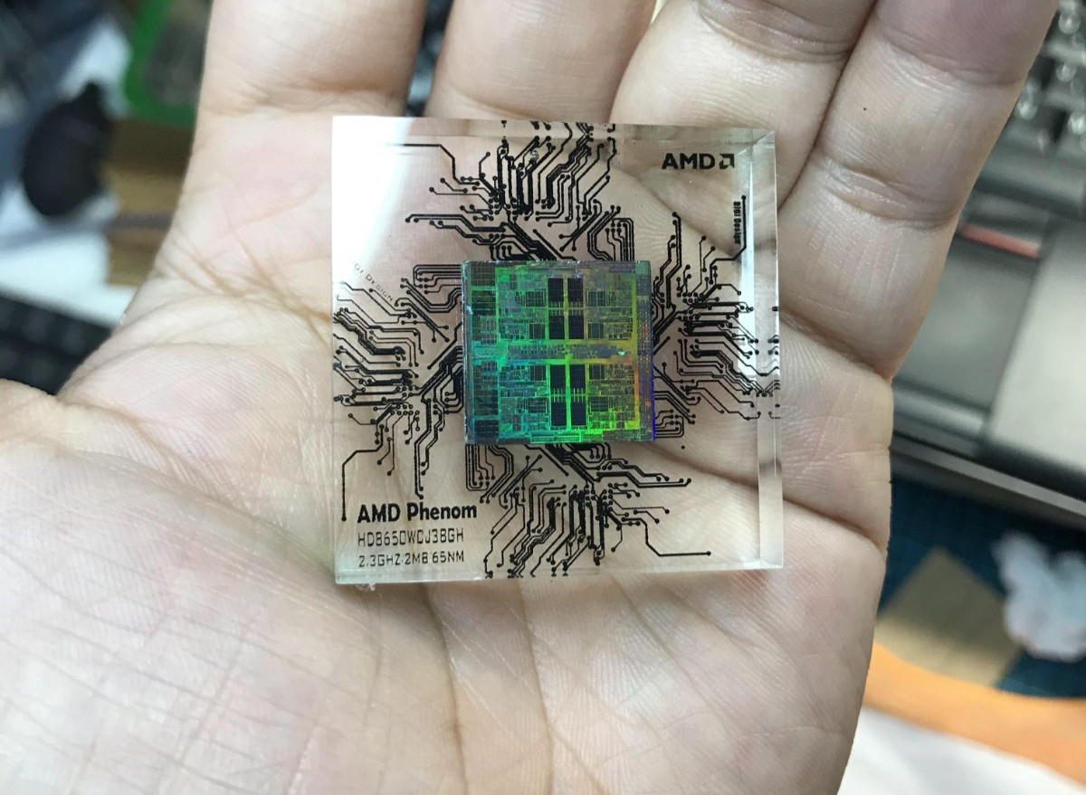 AMD Phenom CPU Die Teardown Silicon Wafer Tech Cyber Geek Digital Decor Art Gift