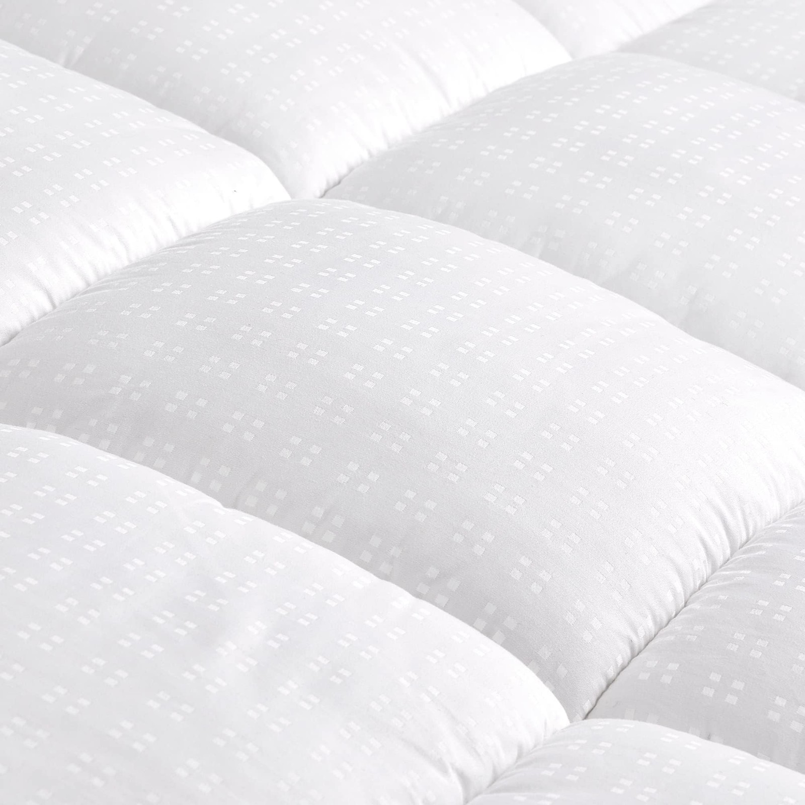 SLEEP ZONE Queen Cotton Mattress Topper, Queen, Gusseted Top - White
