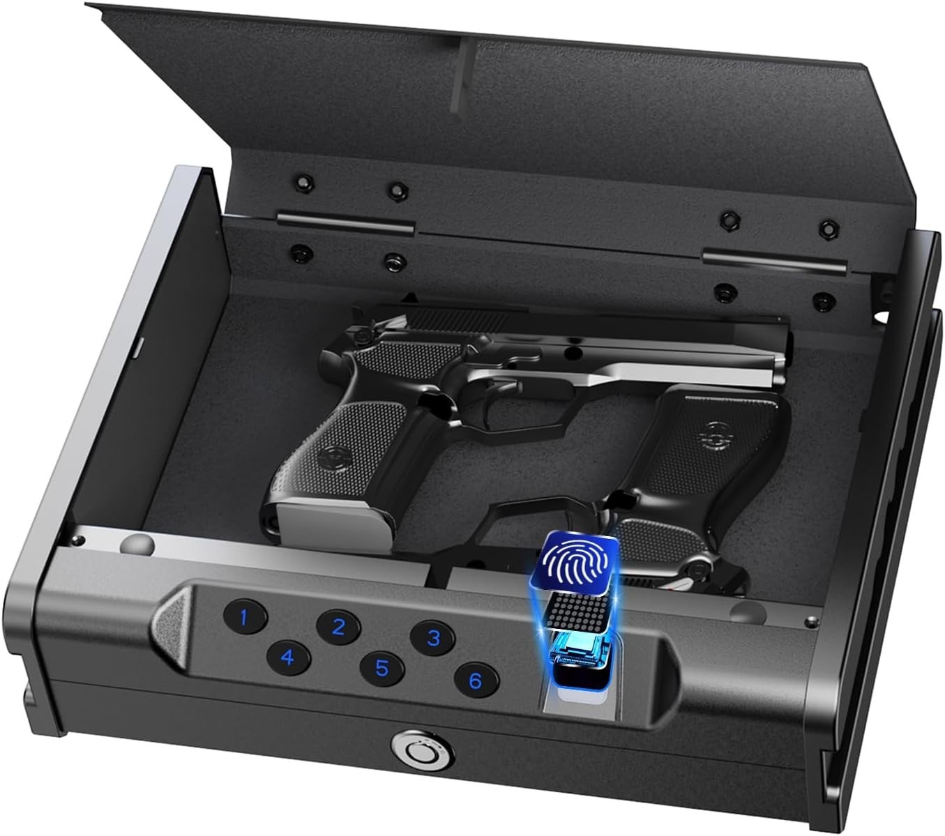 Biometric Gun Safe for 2 Pistols Fingerprint Keypad Quick Access