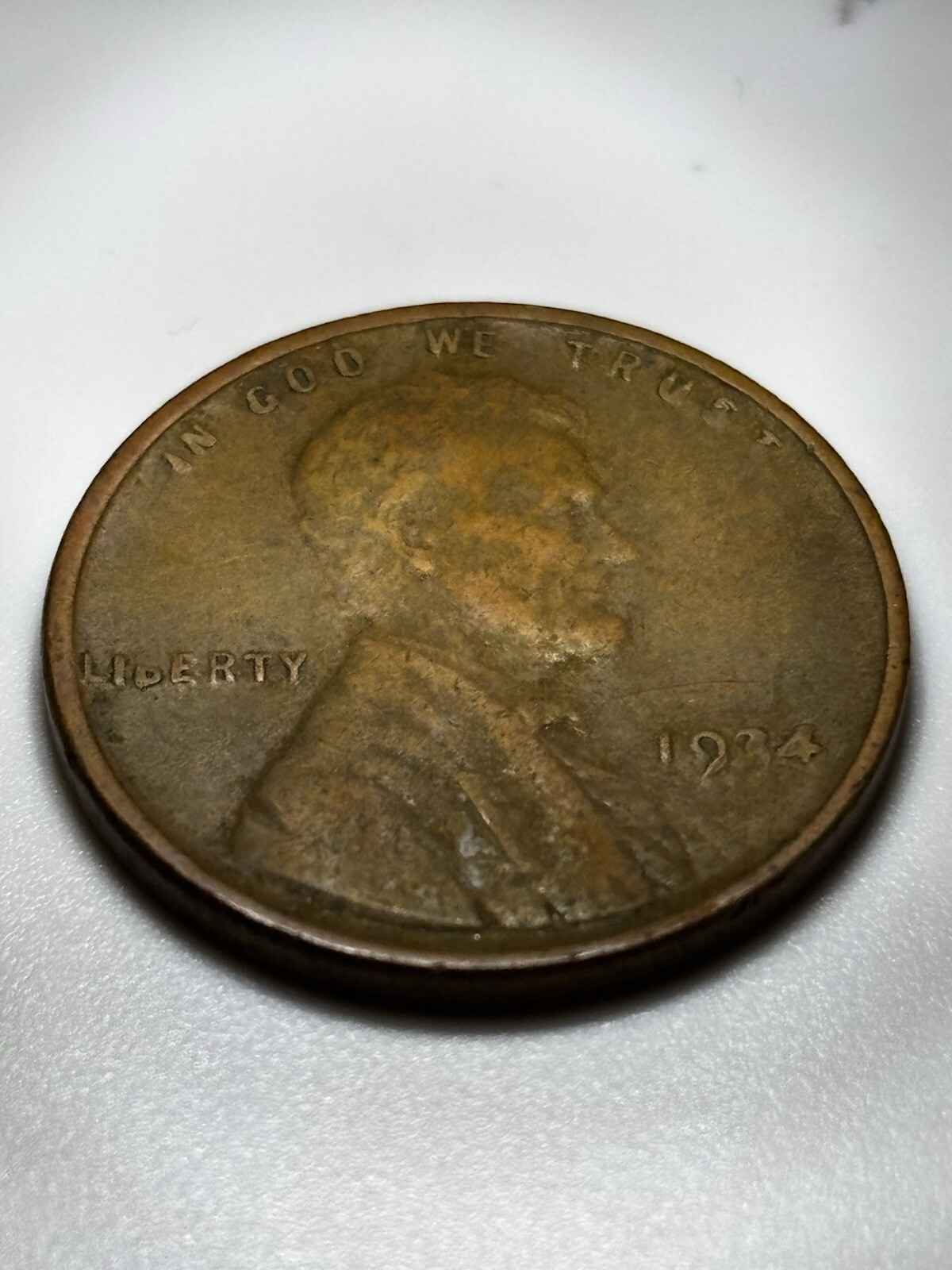 1934 Wheat Penny Error - 3 Not Stretched, Part of B Missing & Weak Motto