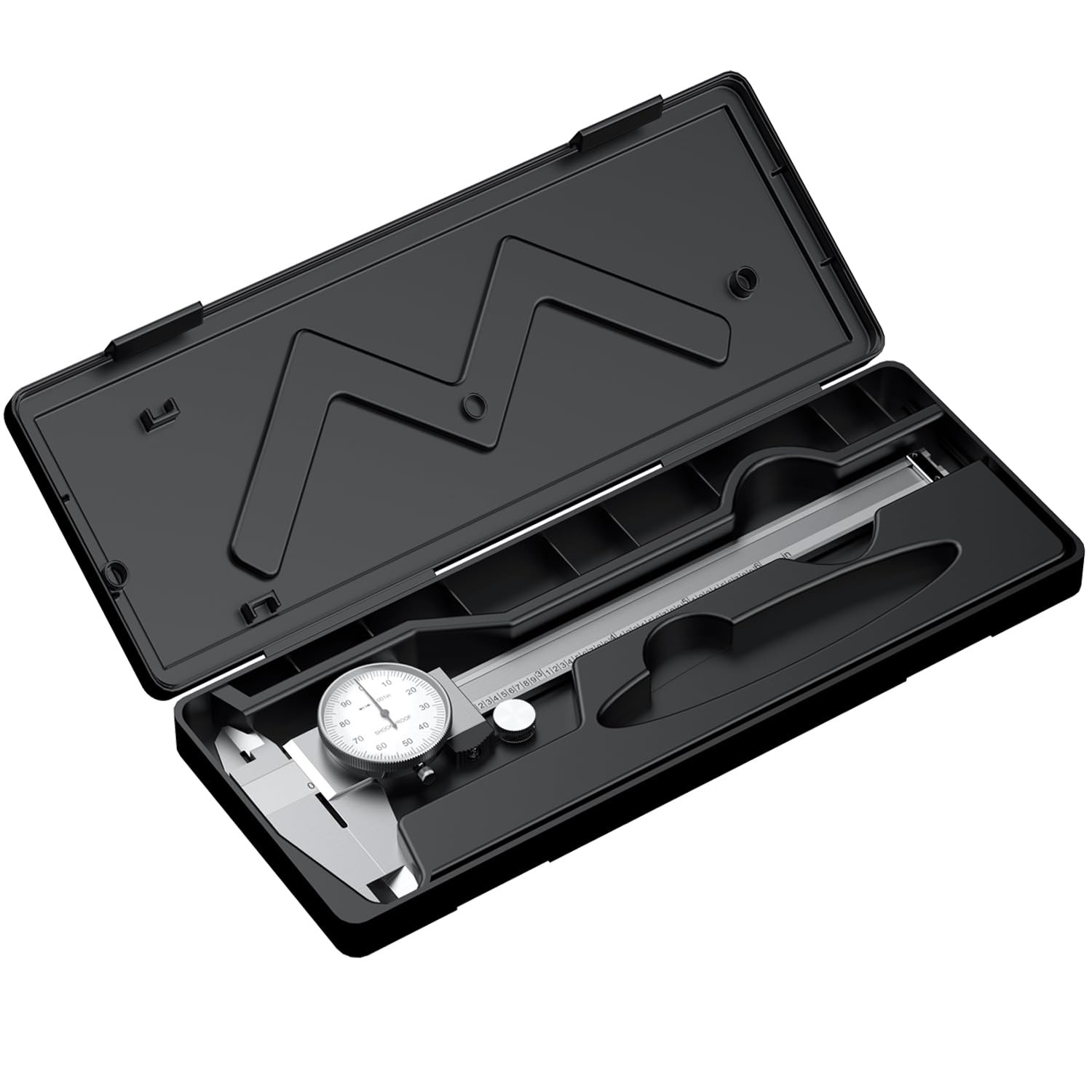 Shockproof Dial Caliper, 0-6 Range, 0.001 Resolution, 4-Way Measurement