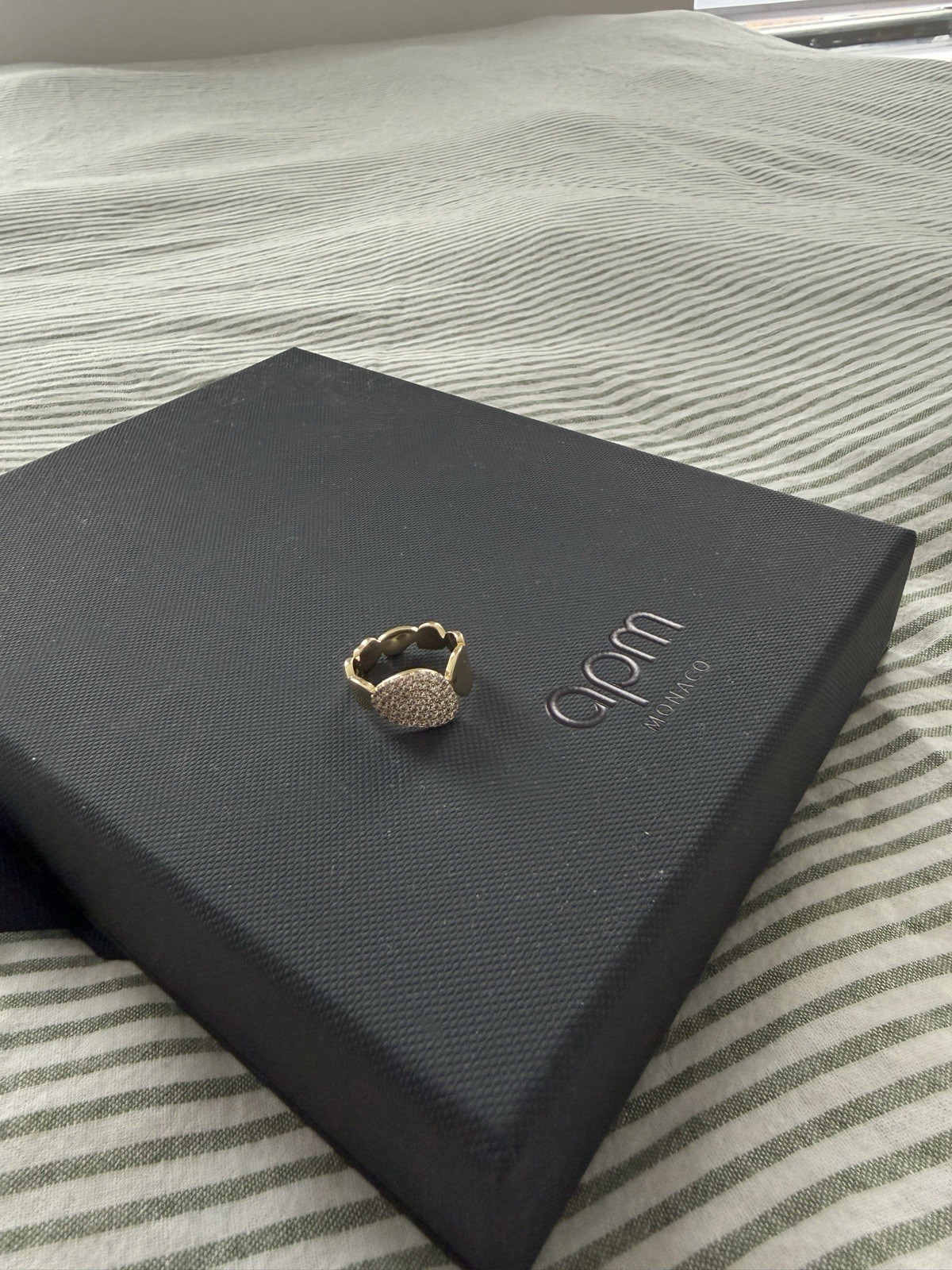 APM MONACO Oval Pave Statement Ring New With Box