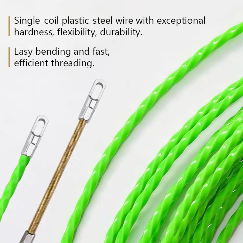49 FT Fish Tape Wire Puller Through Wall Cable Threader Steel Rope 4mm