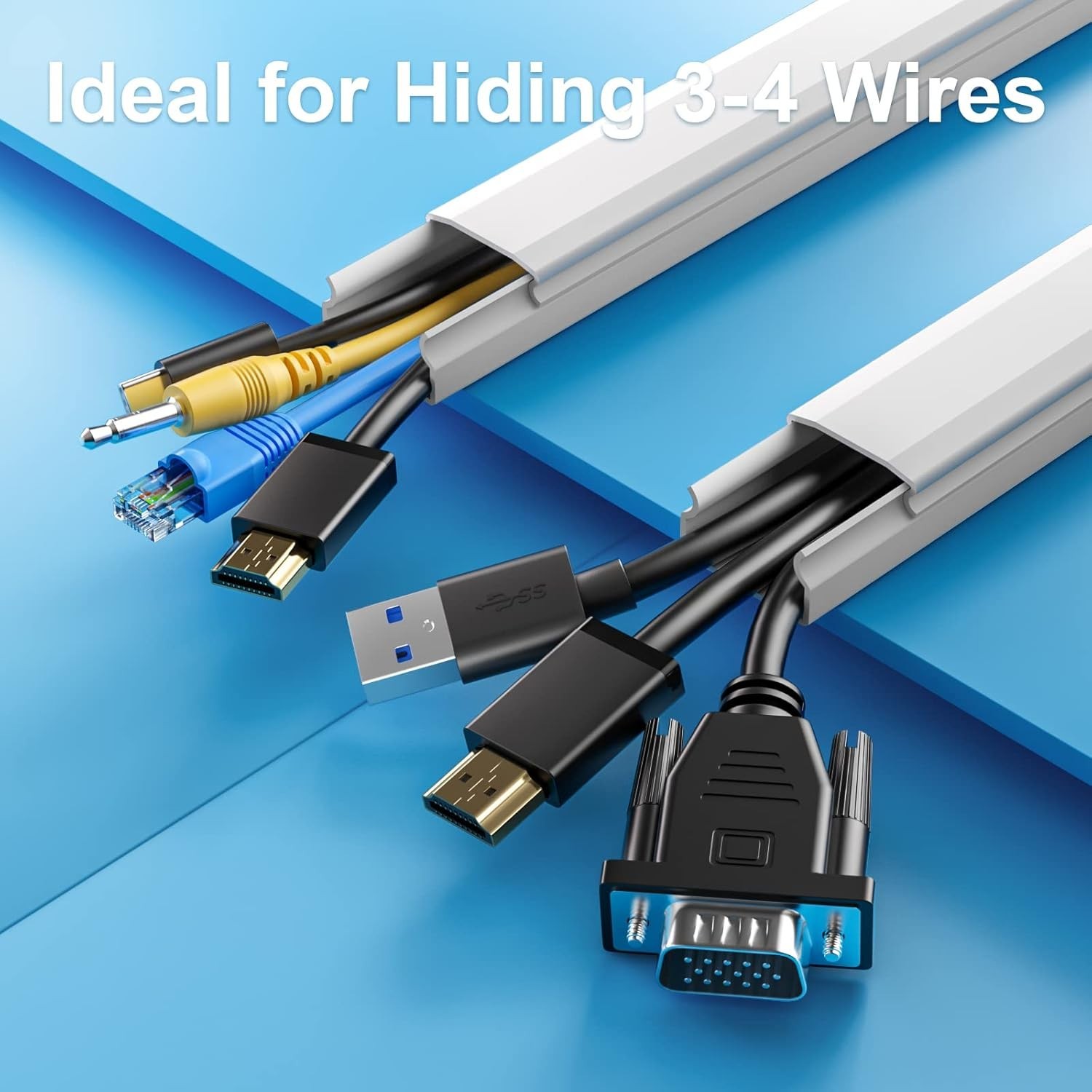 Modern Cable Raceway 42in, White Cord Hider for Neat Home Entertainment Setup