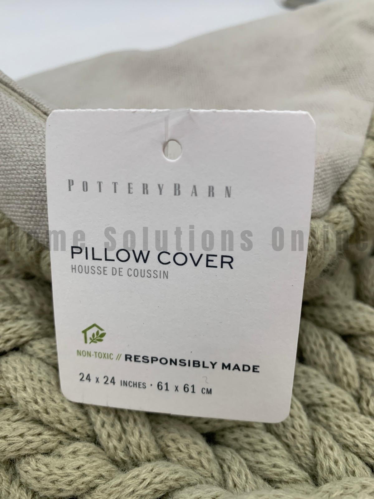 Pottery Barn Colossal Handknit Pillow Cover Putty Beige 24" Square #J4033