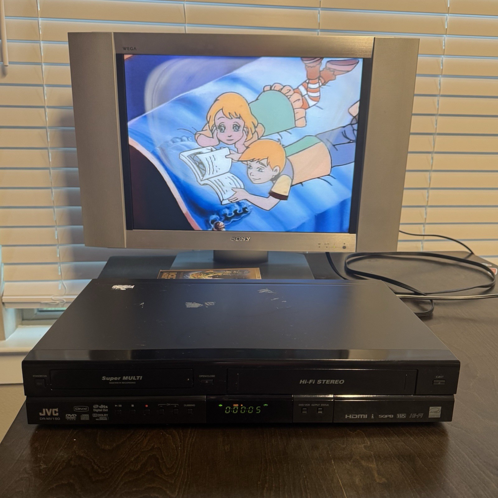 JVC DR-MV150B DVD VCR Combo Player Recorder HDMI Hi-Fi Tested With Remote