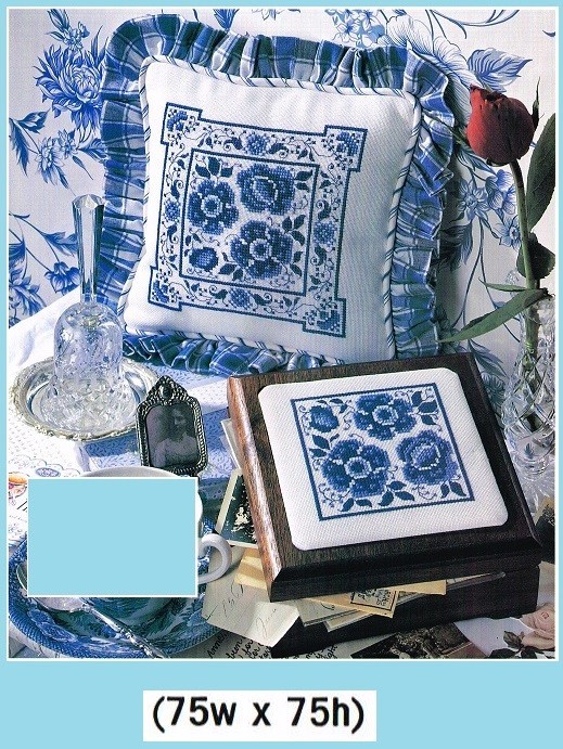 BLUE BLOSSOMS  CROSS STITCH PATTERN ONLY  -  KN   RUA