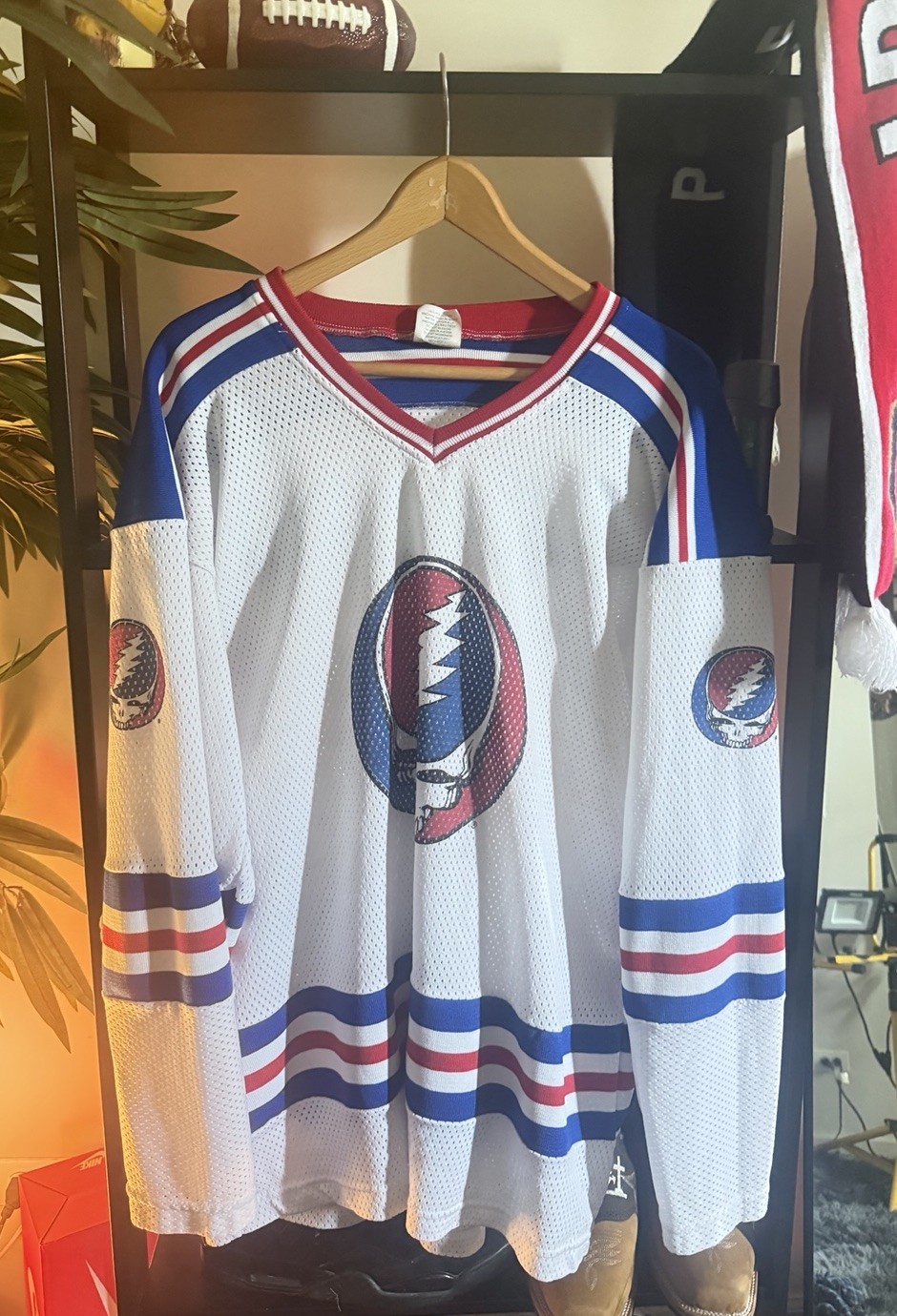 Grateful Dead  Stealie OG Classic White New York Rangers Hockey Jersey - Size XL