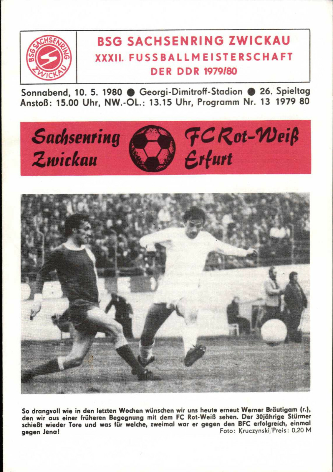 Ol 79/80 Bsg Sachsenring Zwickau - Fc Rot-White Erfurt, 10.05.1980