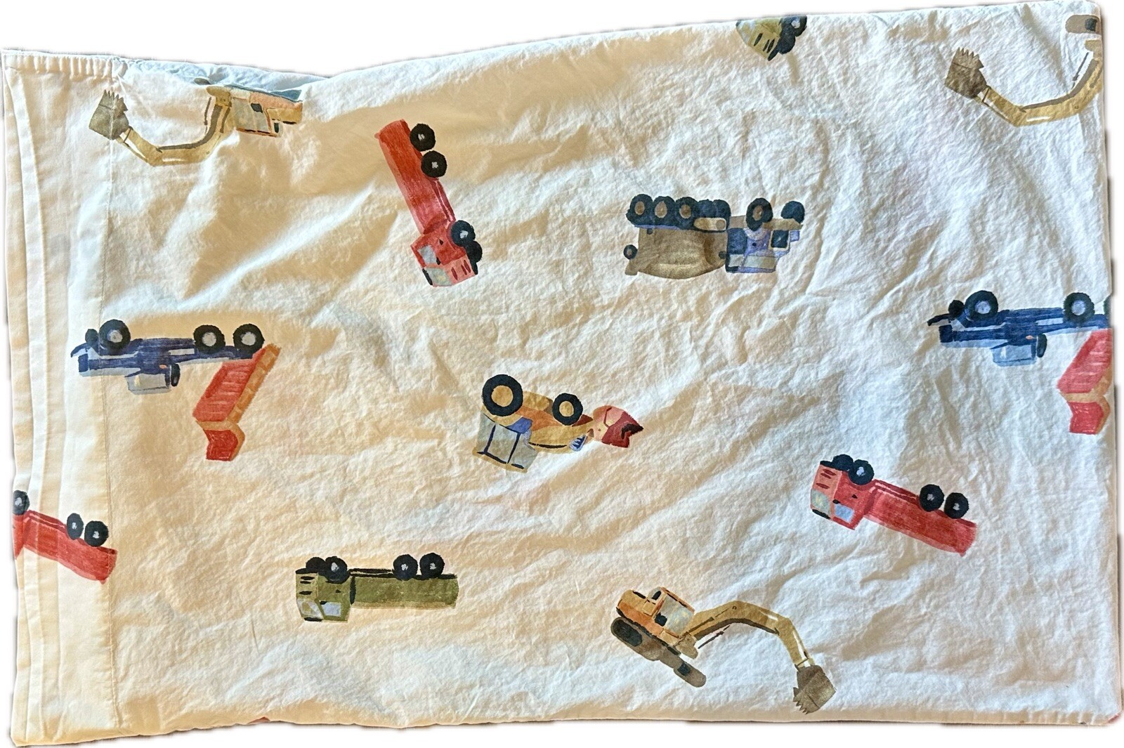 Pottery Barn Kids Busy Builder Construction Standard Pillowcase Dump Truck Rocks