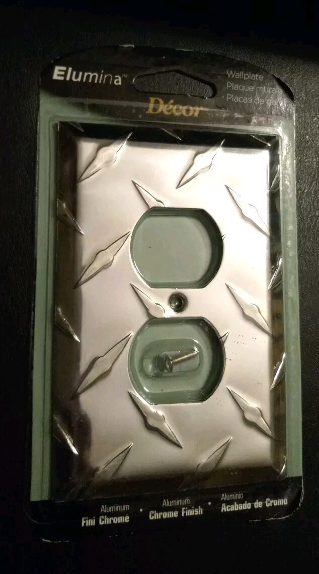 Elumina  Diamond Cut Aluminum Chrome Finish Duplex Wallplate New