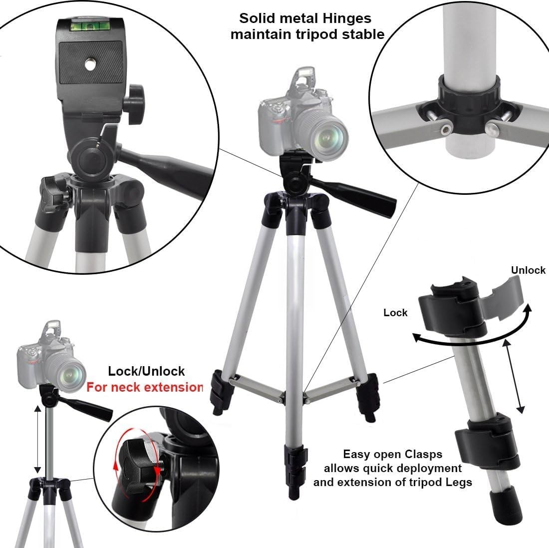 Adjustable 50-Inch Tripod for Smooth Pan & Tilt, Ideal for Content Creation