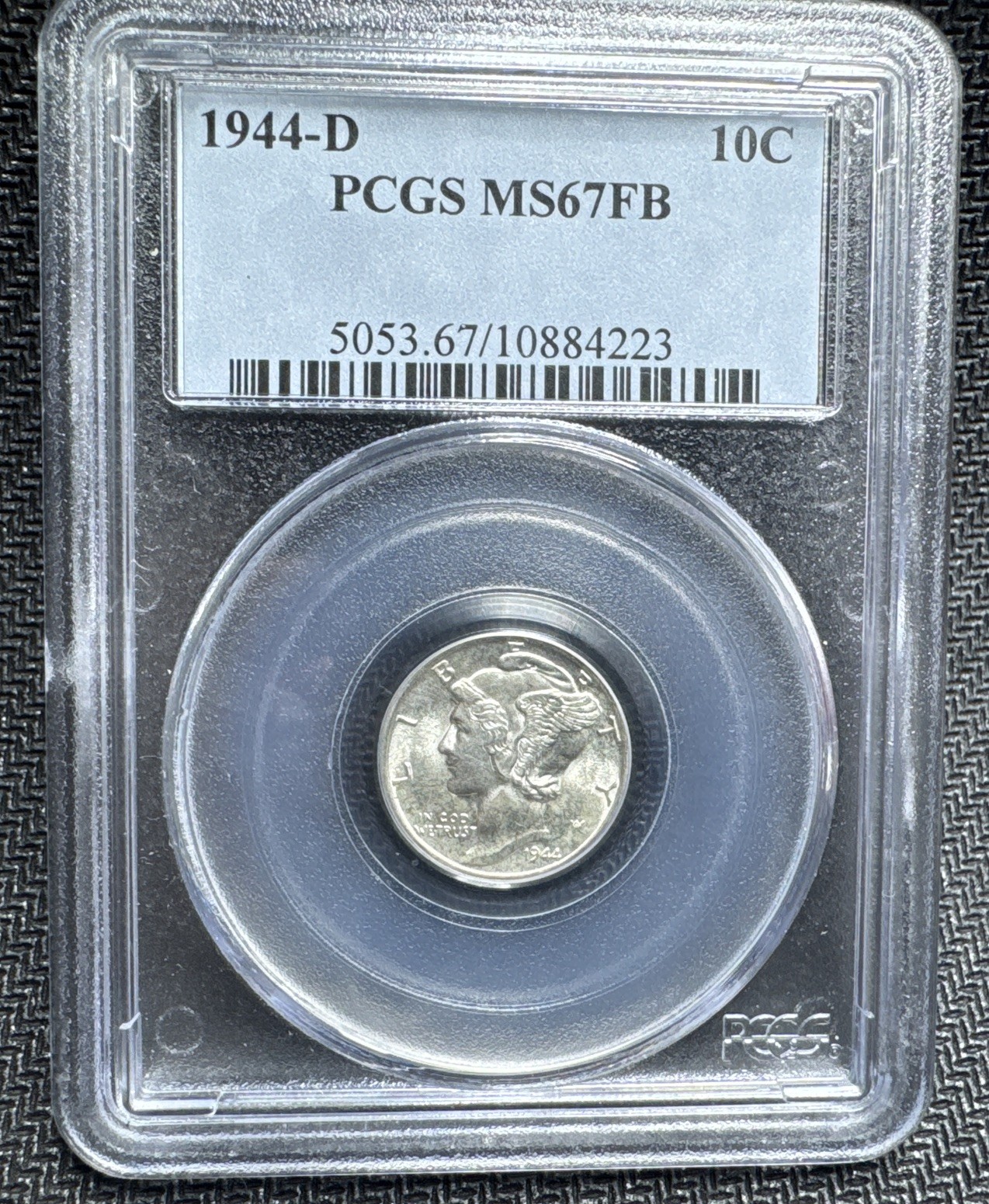GEM++ BU 1944-D Mercury Dime PCGS MS67FB Full Split Bands! Pleasing Toning
