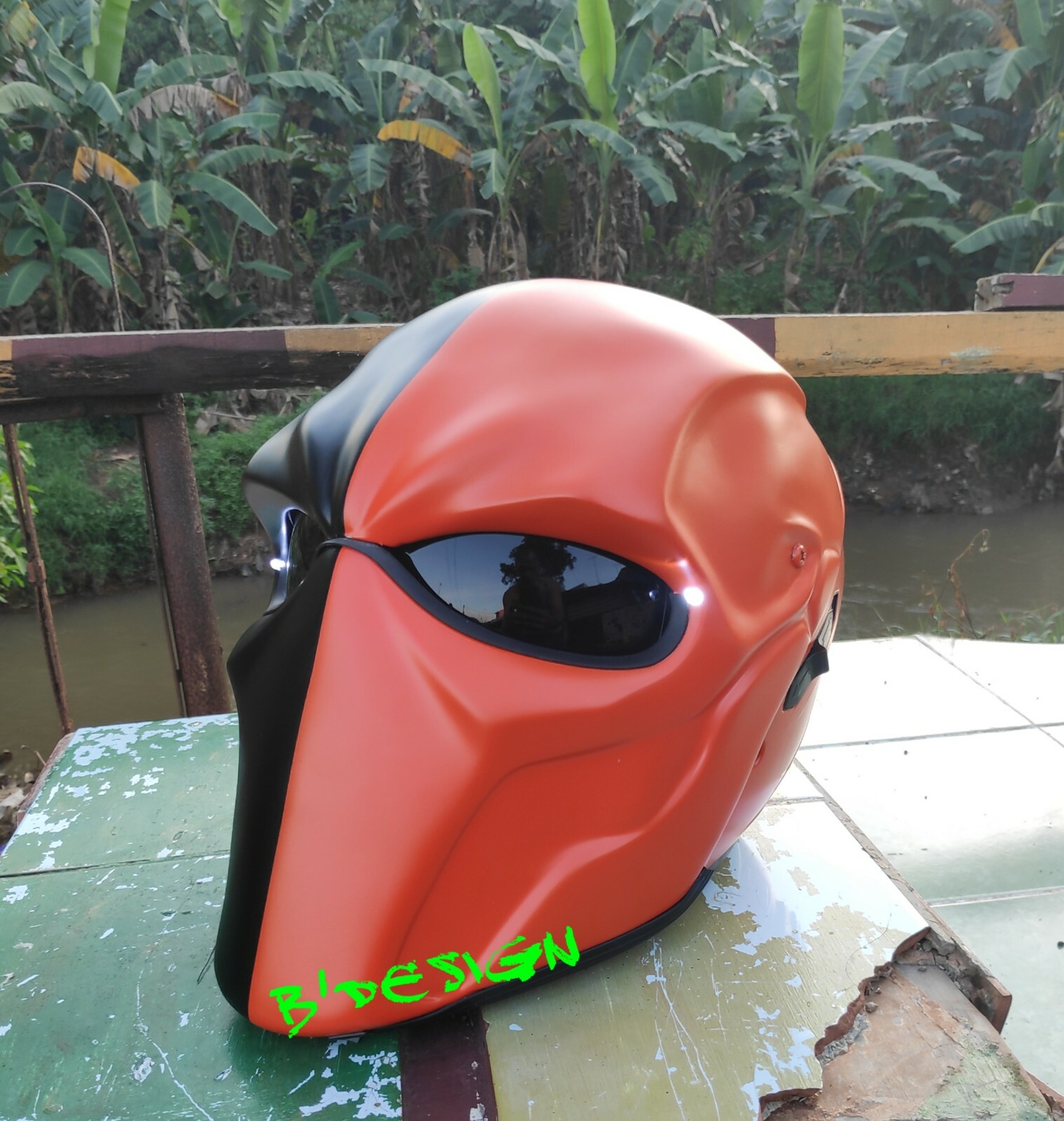 Deathstroke Helmet Custom Black Orange For Chopper Motorcycle (APPROVED DOT/ECE