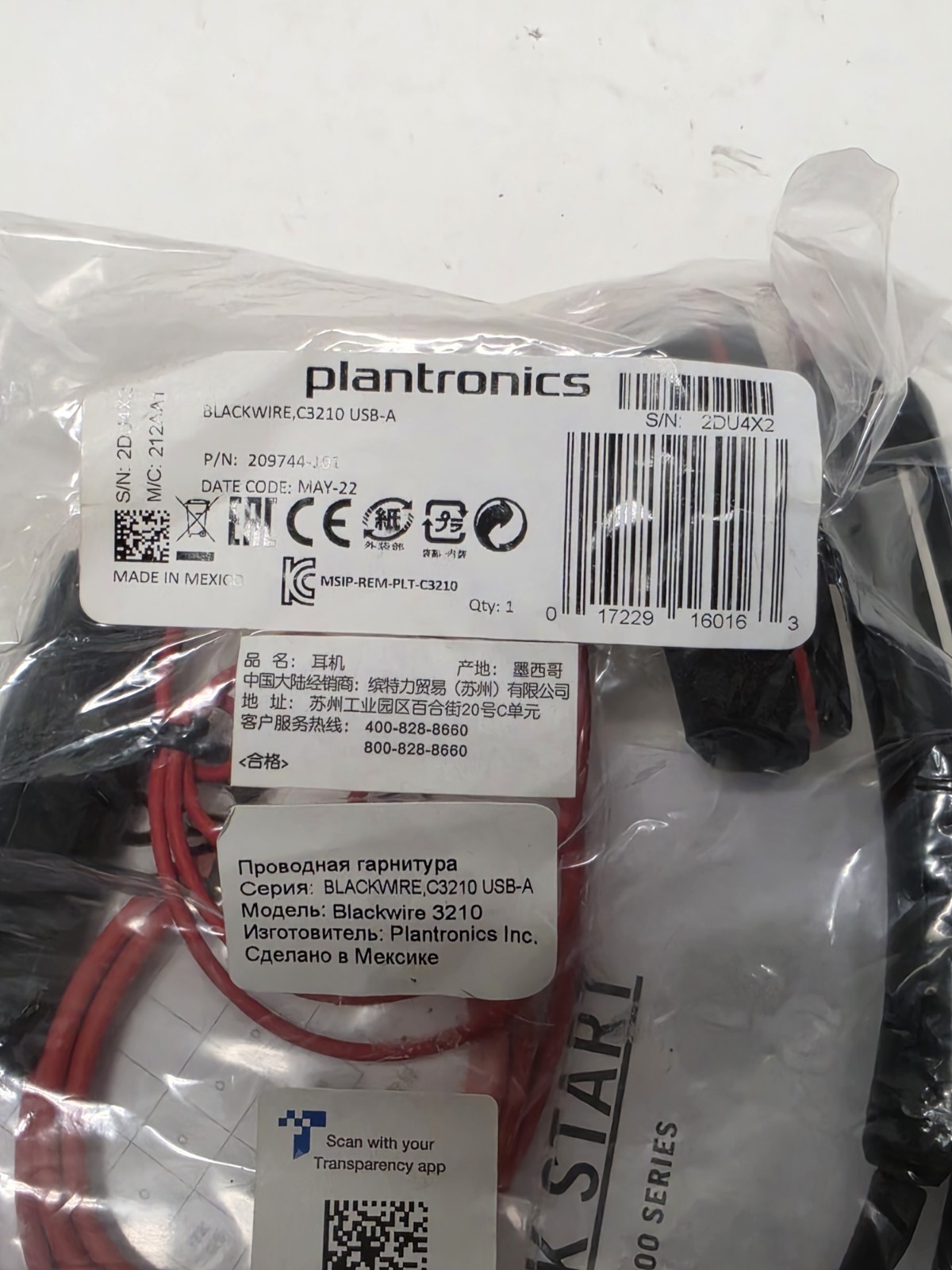 Plantronics Blackwire C3210 On-Ear Mono USB-C Headset - Black