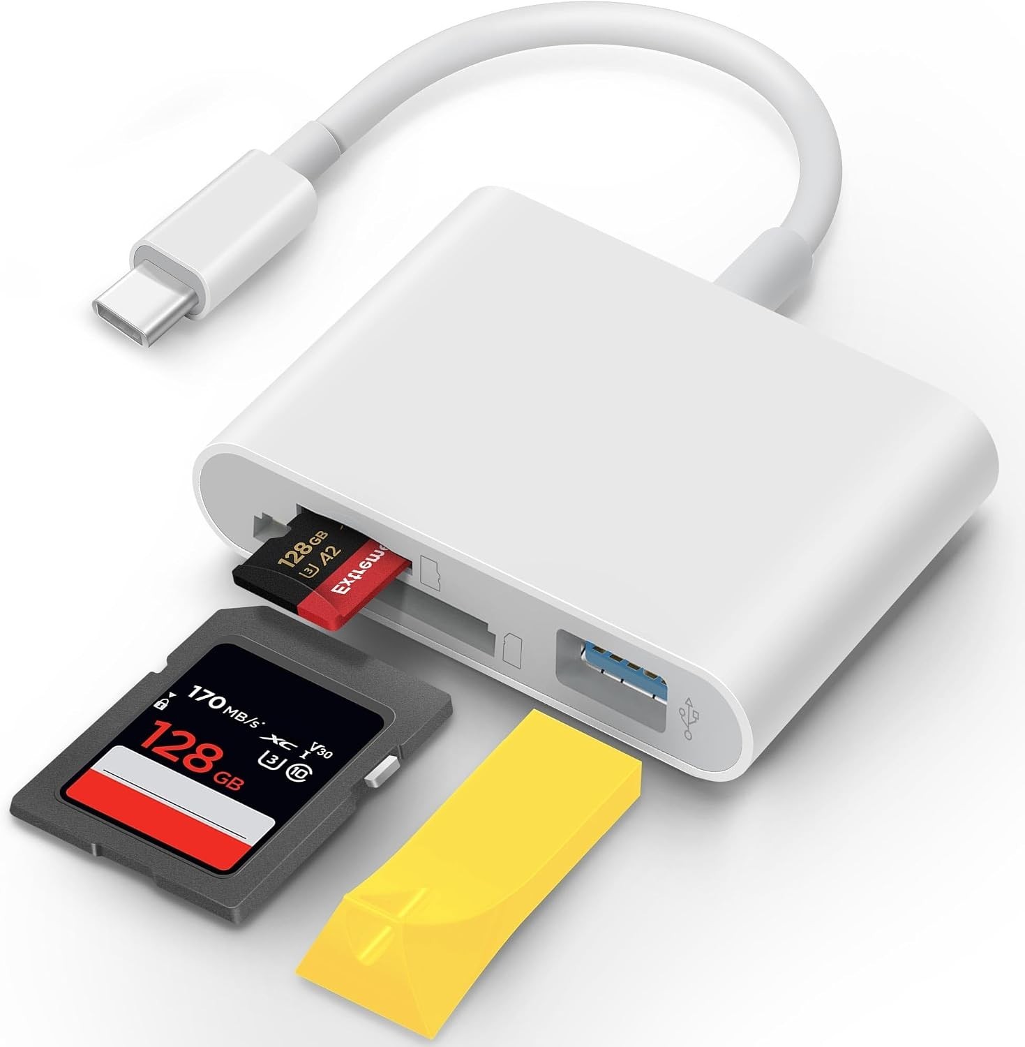 USB-C SD Card Reader 3-in-1 Dual SD TF Adapter for iPhone 15 16 iPad Mac
