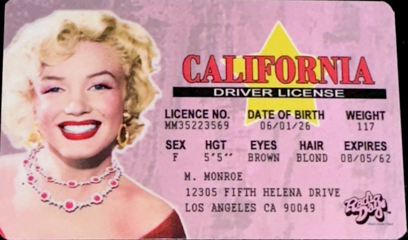 MARILYN MONROE DRIVER LICENSE✨💋💄❤️👠💋✨HOLLYWOOD✨CA.✨SEXY✨LIMITED EDITION💫