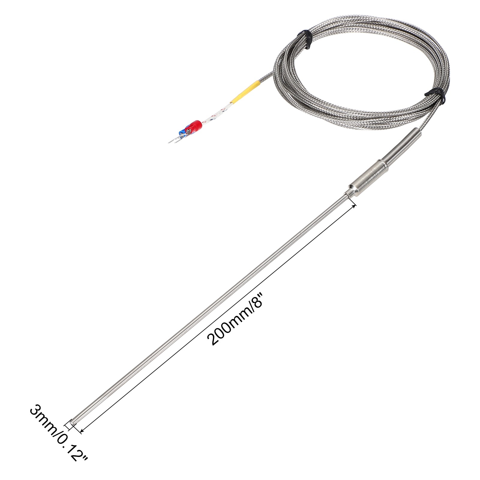 K Type Thermocouple Temperature Sensor Probe 3x200mm 9.8ft Wire 0-1100°C