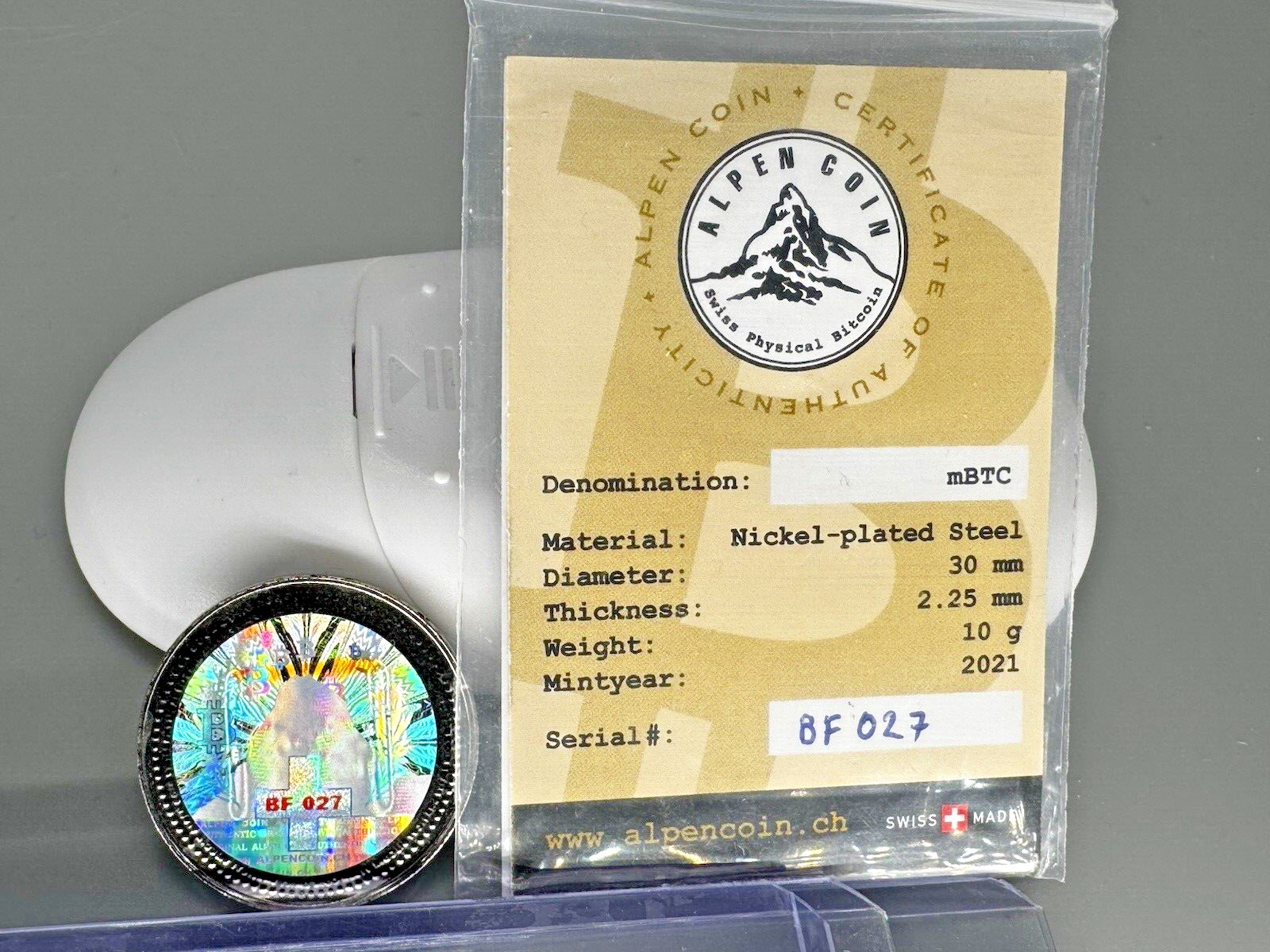 Alpen 2021  Fund ed  with .0005 bt c RARE limited 160-bit coin Lealana CASASCIUS
