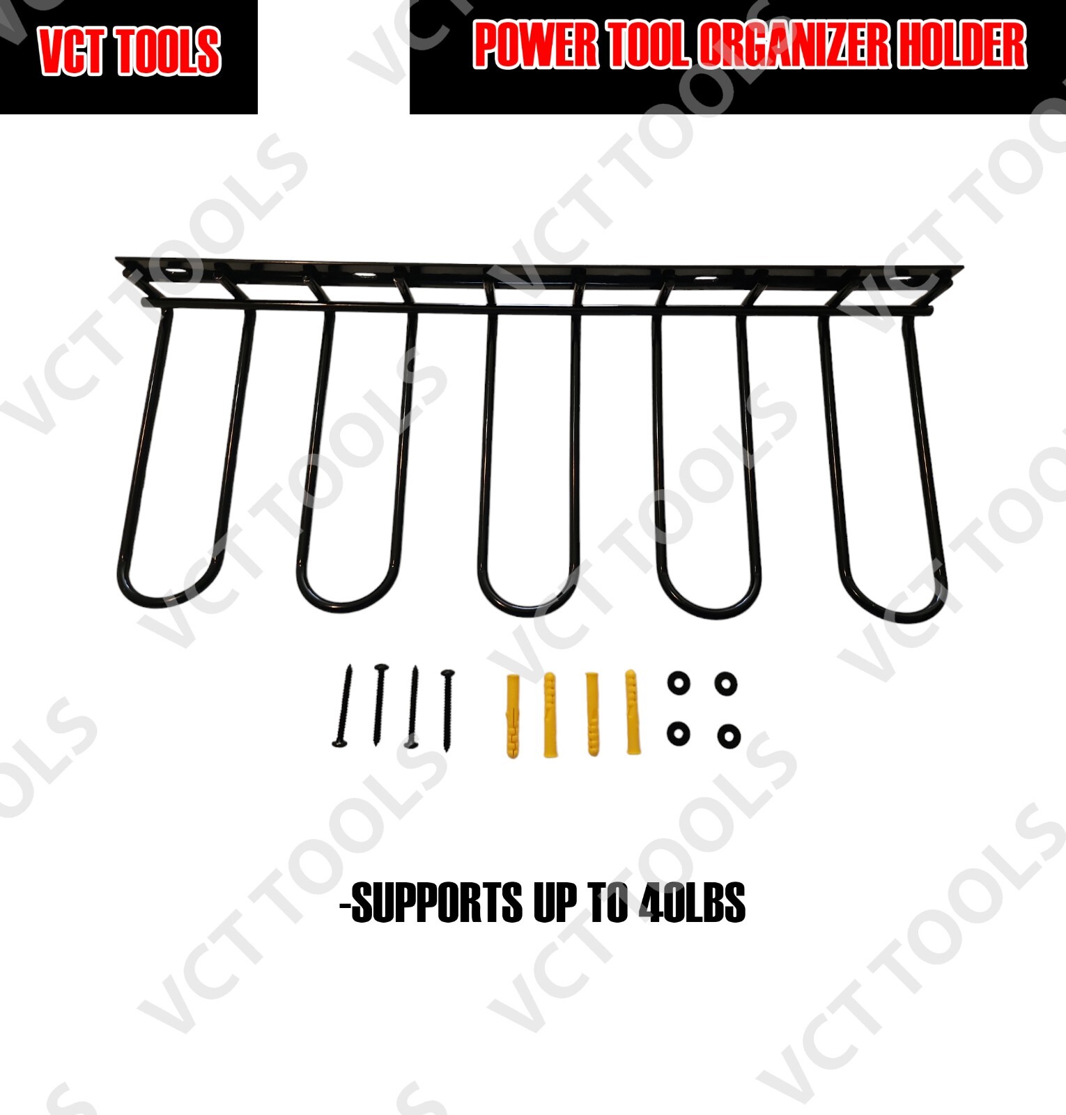 VCT DRILL HOLDER POWER TOOL ORGANIZER WALL MOUNT 4 CORDLESS METAL SHELF HOLDER