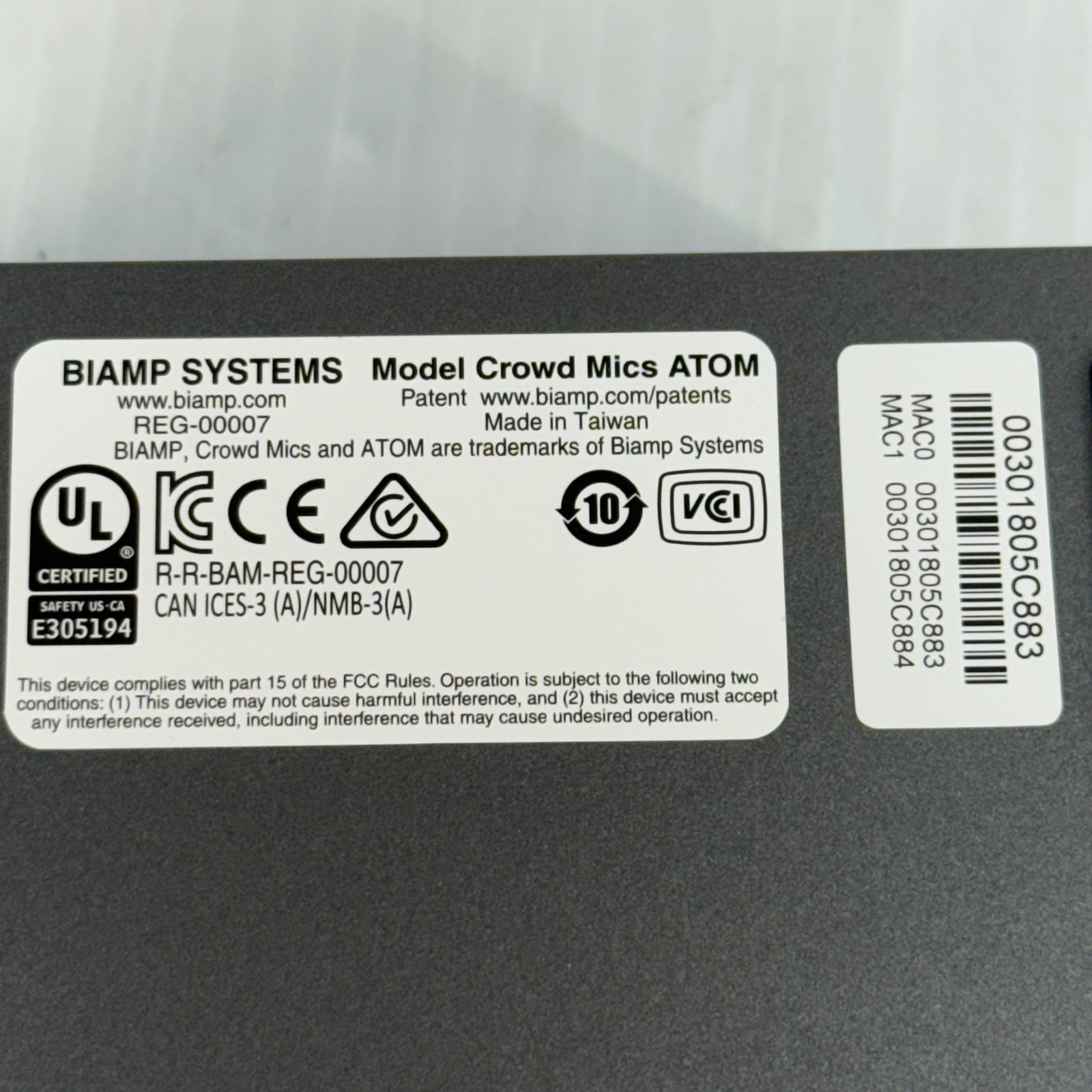 Biamp Crowd Mics ATOM Wireless Audio Hub Excellent Condition