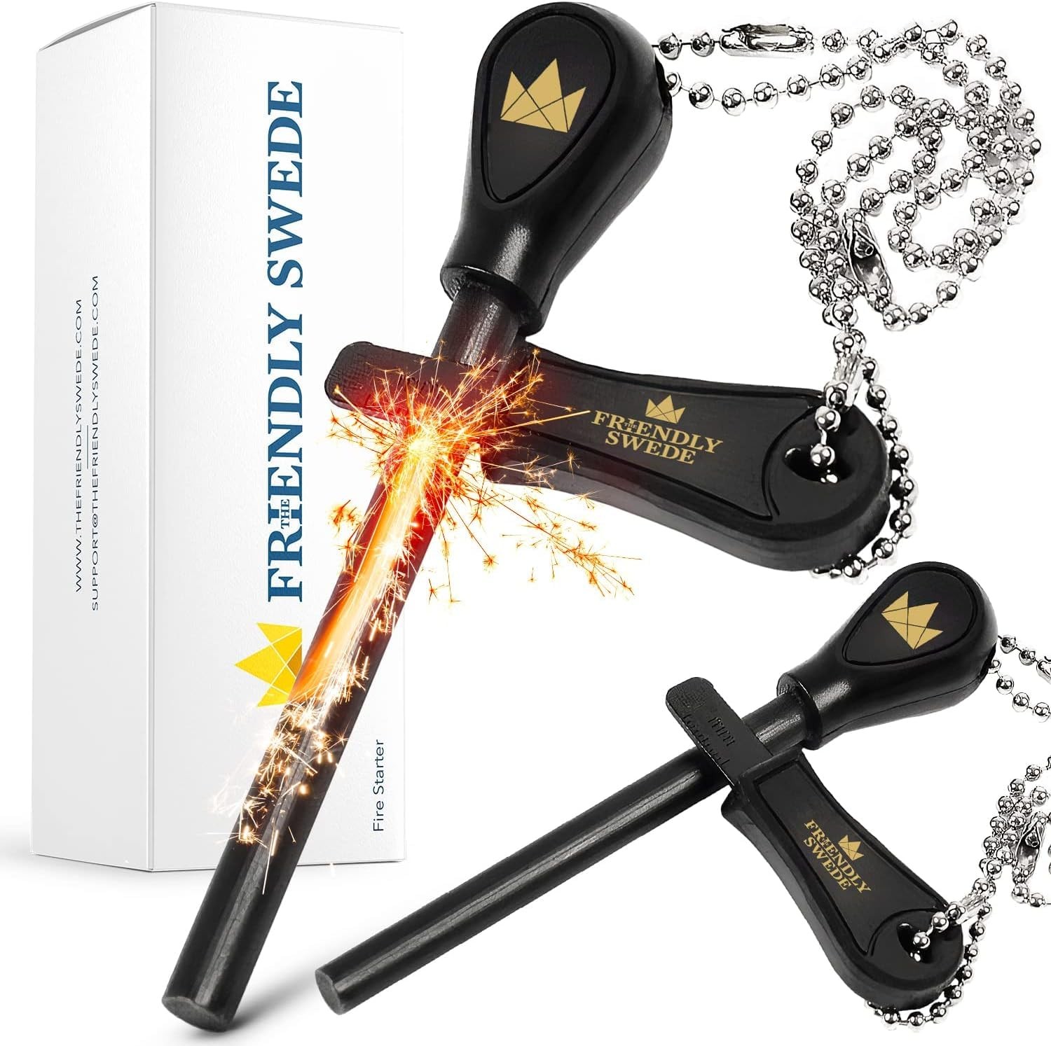 Ferro Rod Fire Starter Tool Flint and Steel Survival Gear 2 Pcs