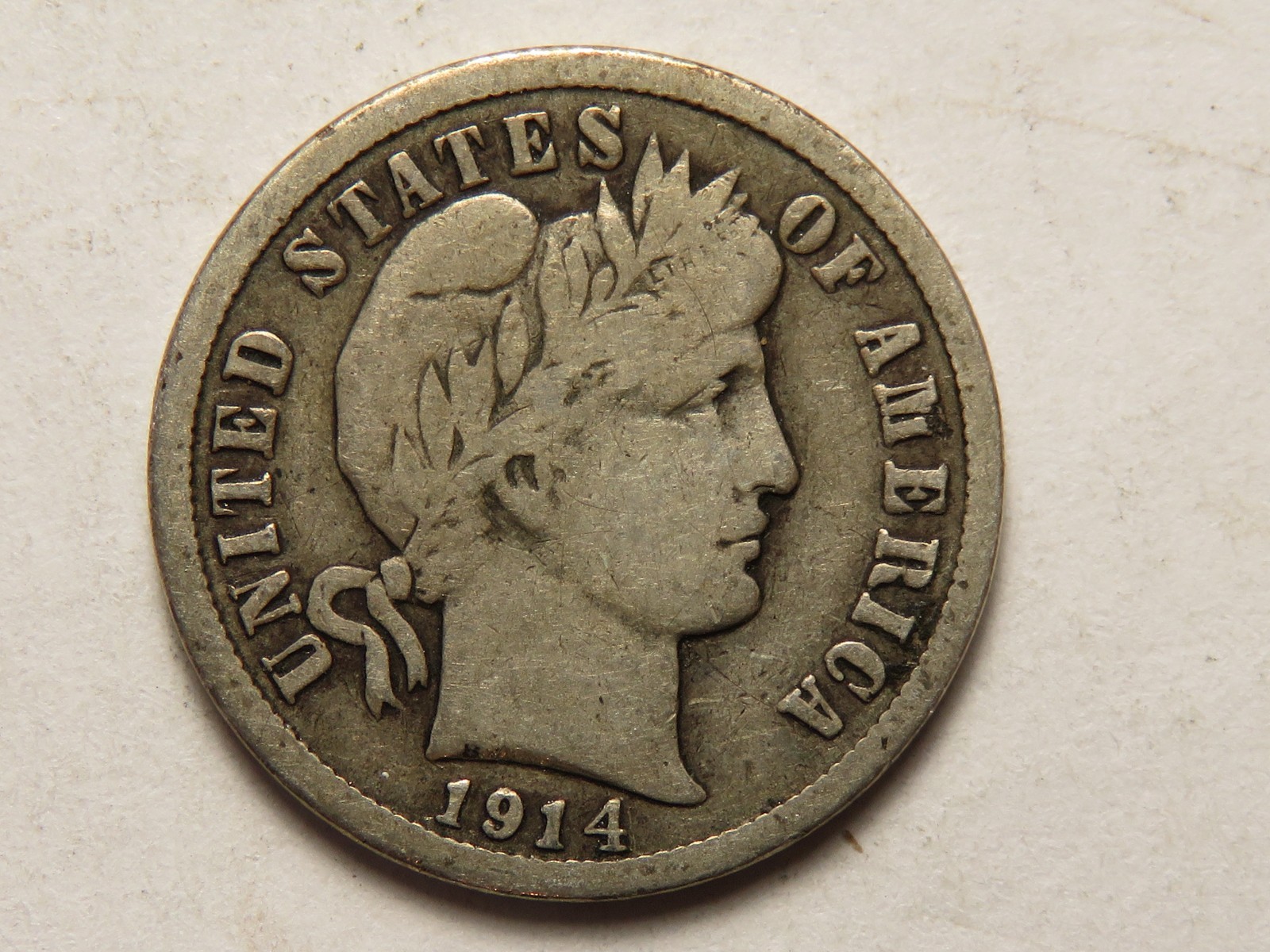 1914-P Barber Dime Grading Fine