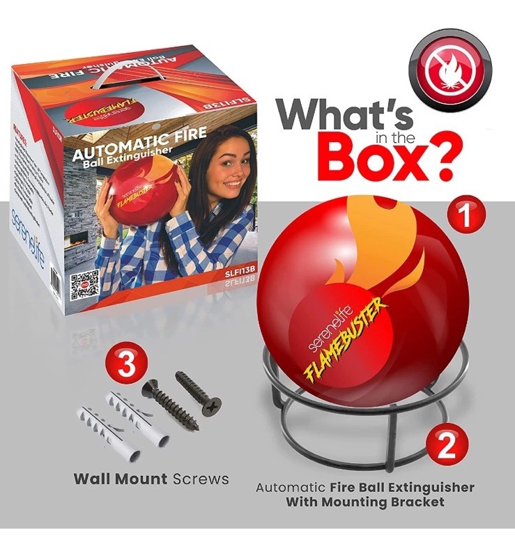 SereneLife Automatic Fire Ball Extinguisher W/ Mounting Bracket- Fire Safety NIB