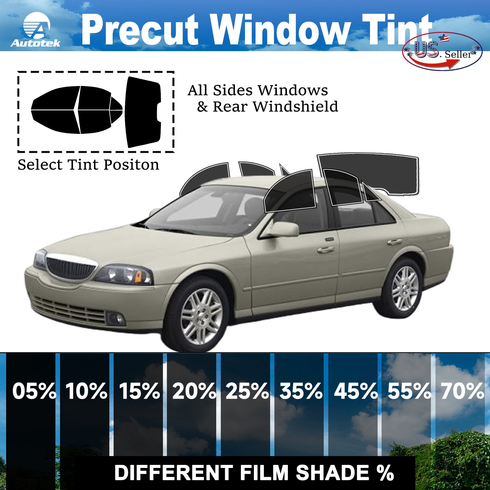 PreCut All Sides Window Film Any Tint Shade For Lincoln LS Sedan 2003-2006