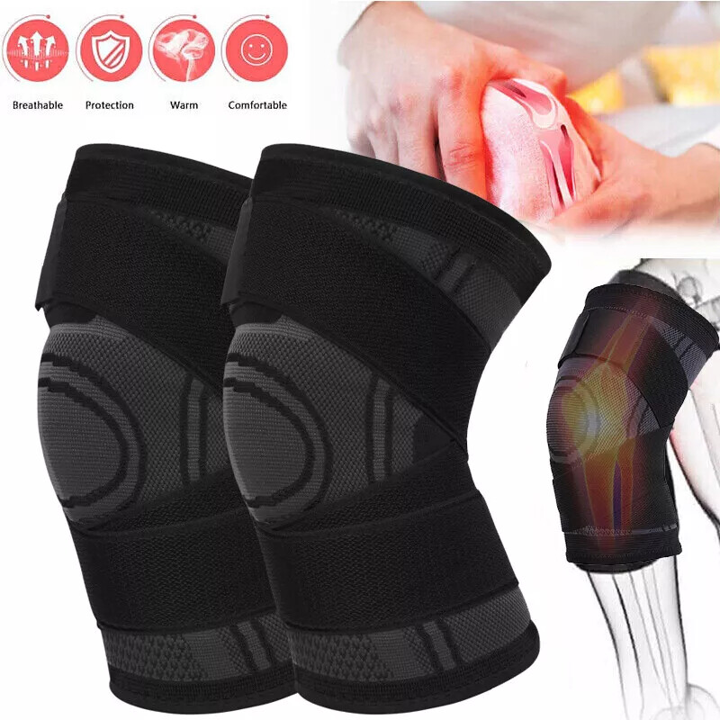 2Pcs Knee Sleeve Compression Brace Support For Sport Joint Pain Arthritis Relief
