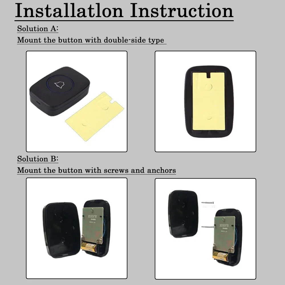 1000FT Wireless Doorbell Waterproof 2 Plugin Receiver Adjustable Volume 60 Chime