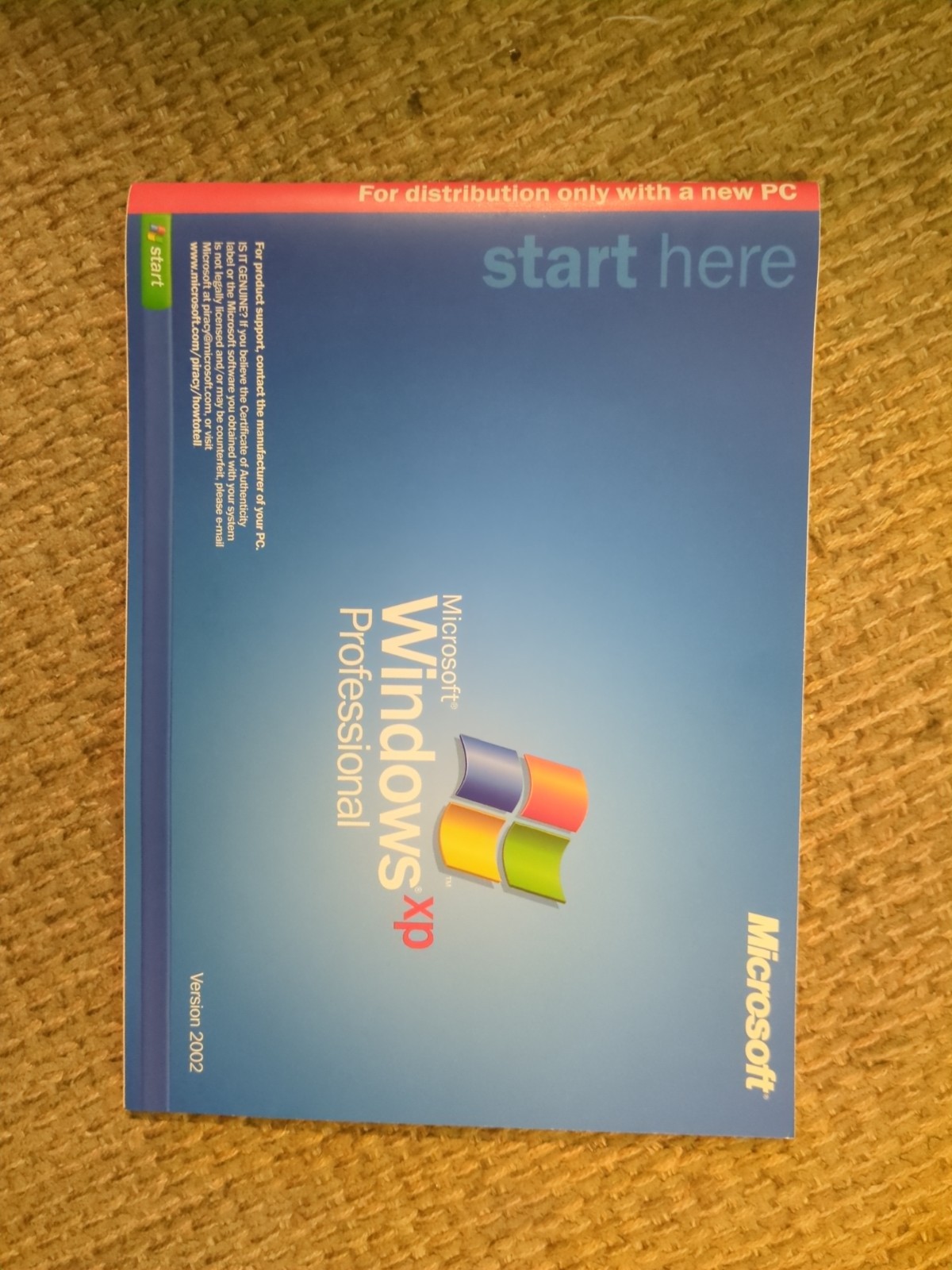 Microsoft Windows XP Professional SP1a 2002 OEM