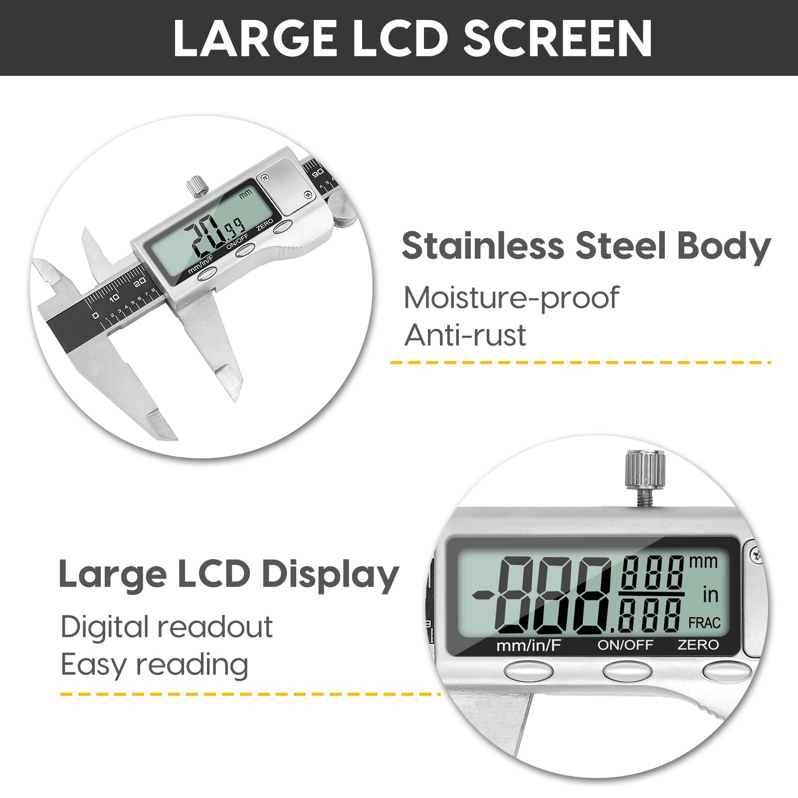 Digital Caliper Measuring Tool, 6 Inch Caliper Tool with Large LCD Screen, Ea...
