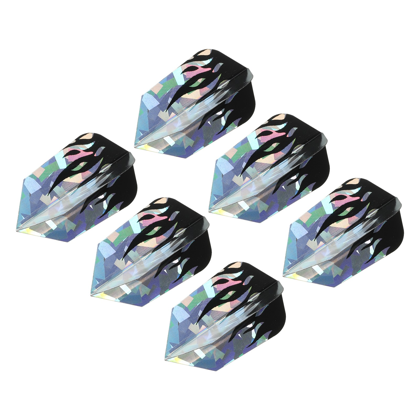 6 Pack Slim Dart Flights PET Dart Accessories Black Silver Tone