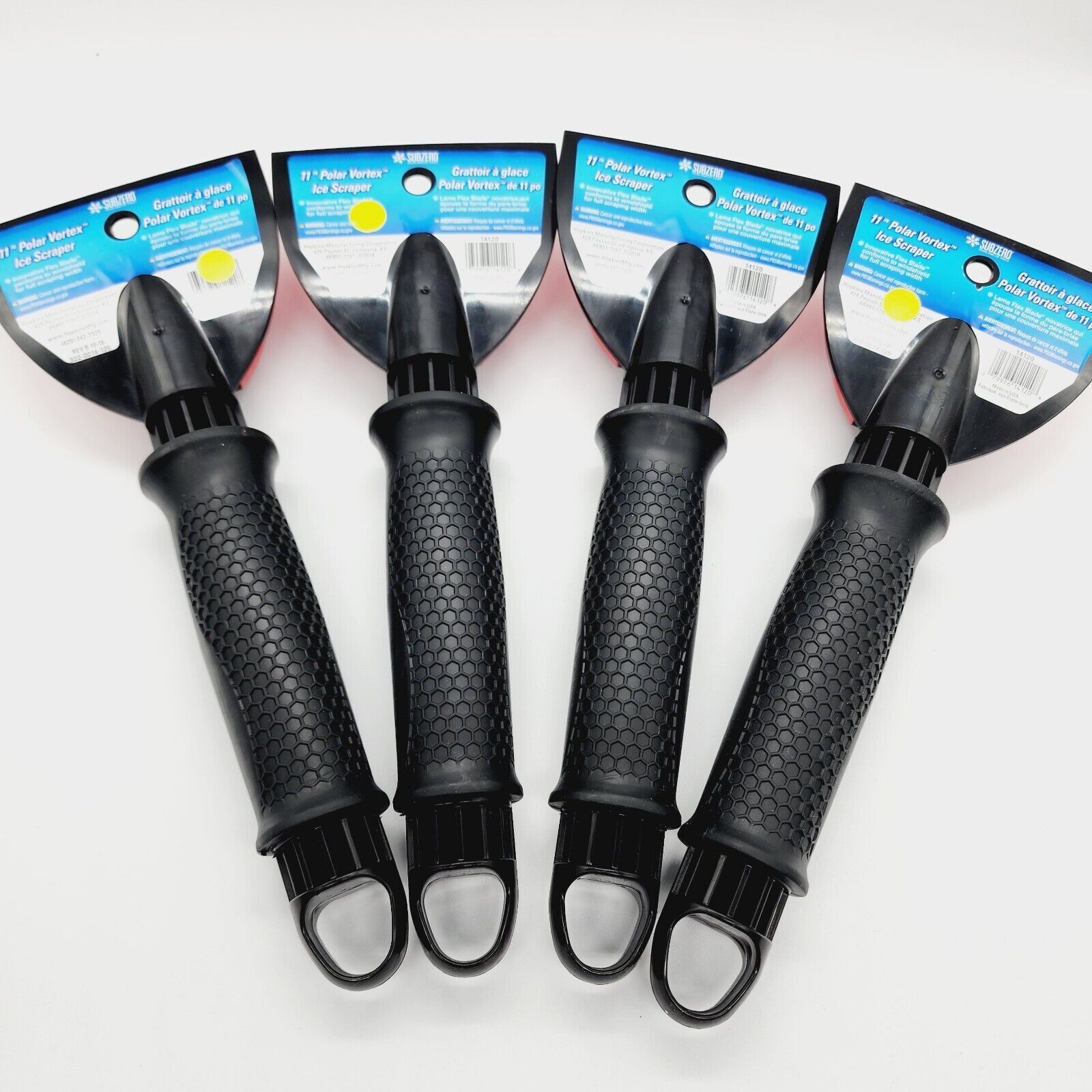 Lot of 4! Subzero Polar Vortex Ice Scrapers Heavy Duty 11" Non Slip Grip Handle