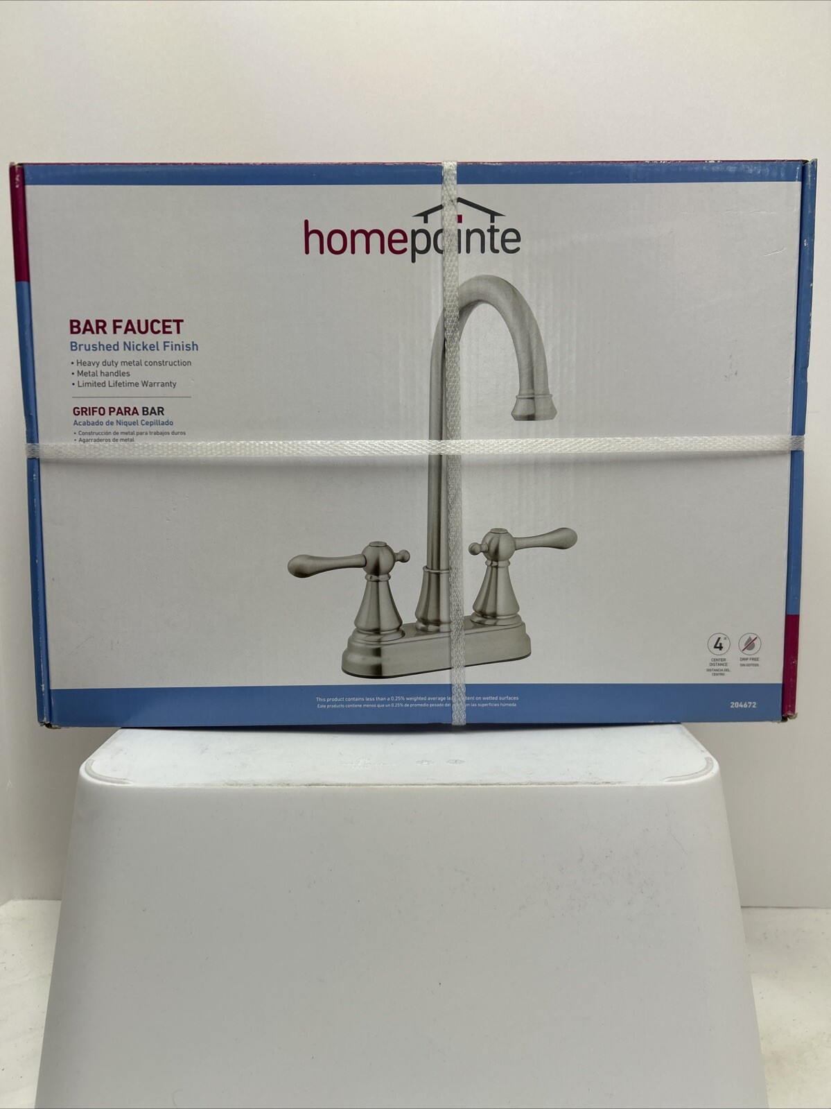 Bar Faucet, 2 Metal Handles, Brushed Nickel 204672