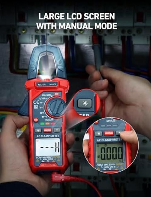 Digital Clamp Meter Multimeter Amp Voltage Tester Auto 2000 Counts Blue