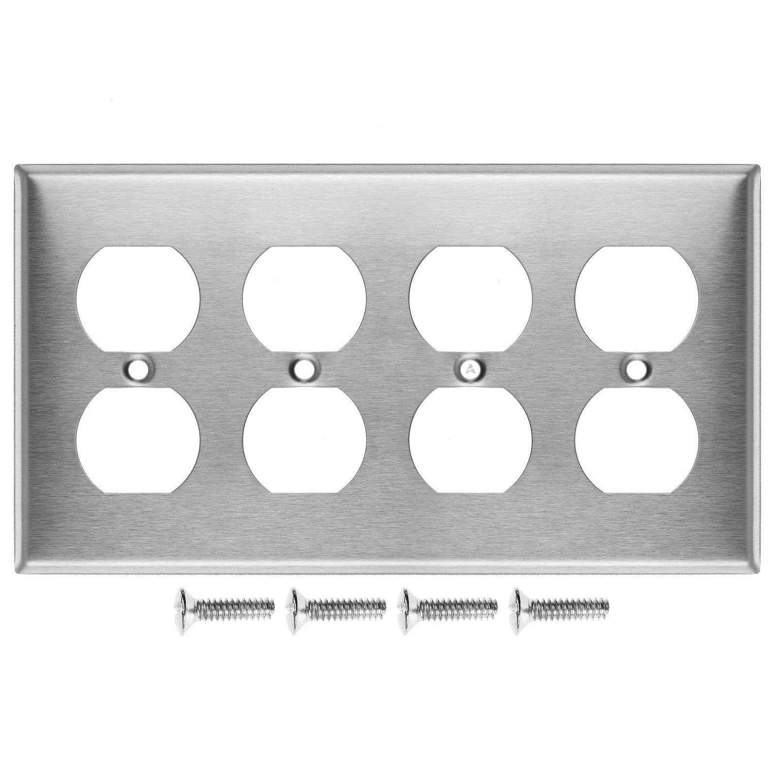 Airmont Products AP-10404 Duplex Receptacle Stainless Steel Wall Plate Switch...